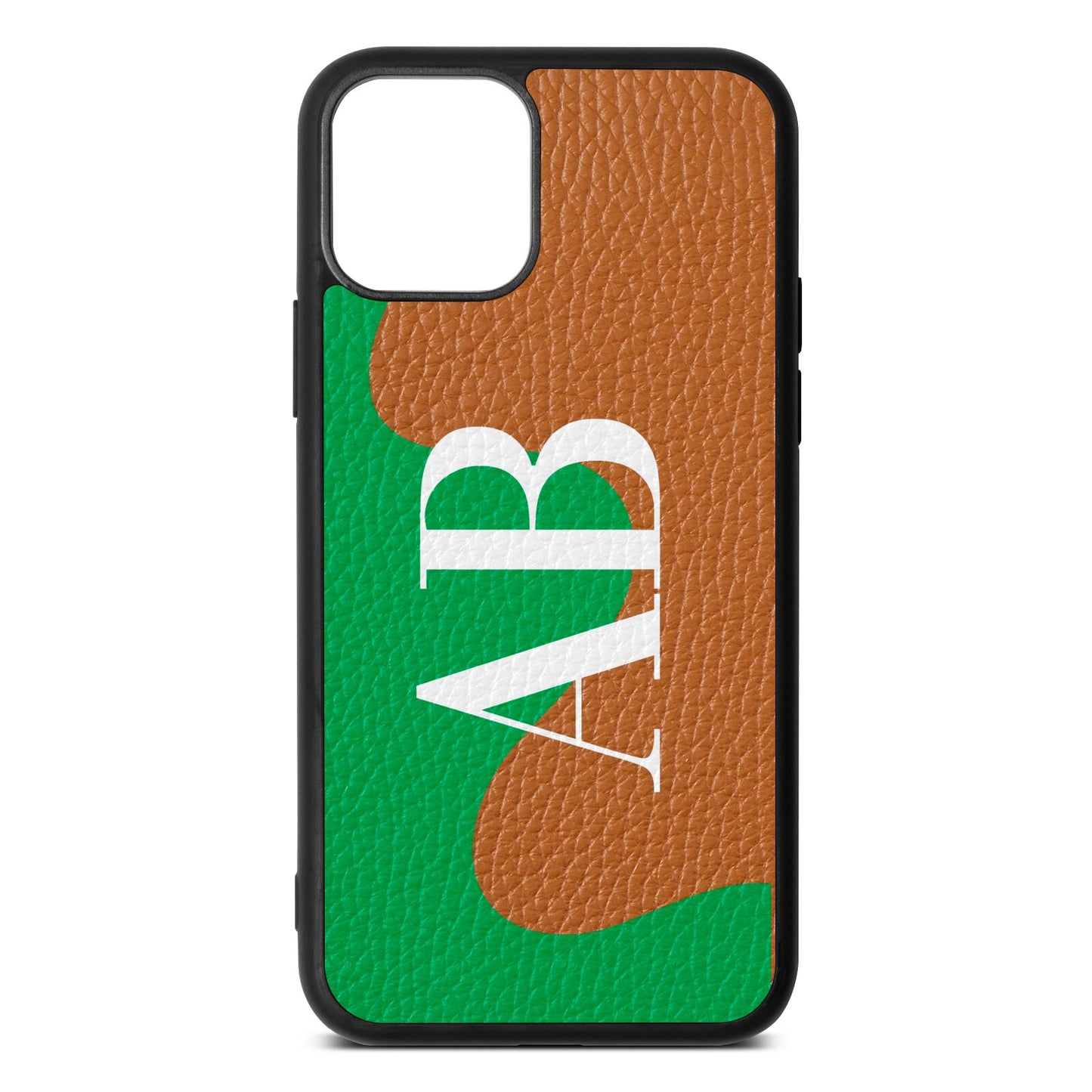 Abstract Personalised Initials Tan Pebble Leather iPhone 11 Case