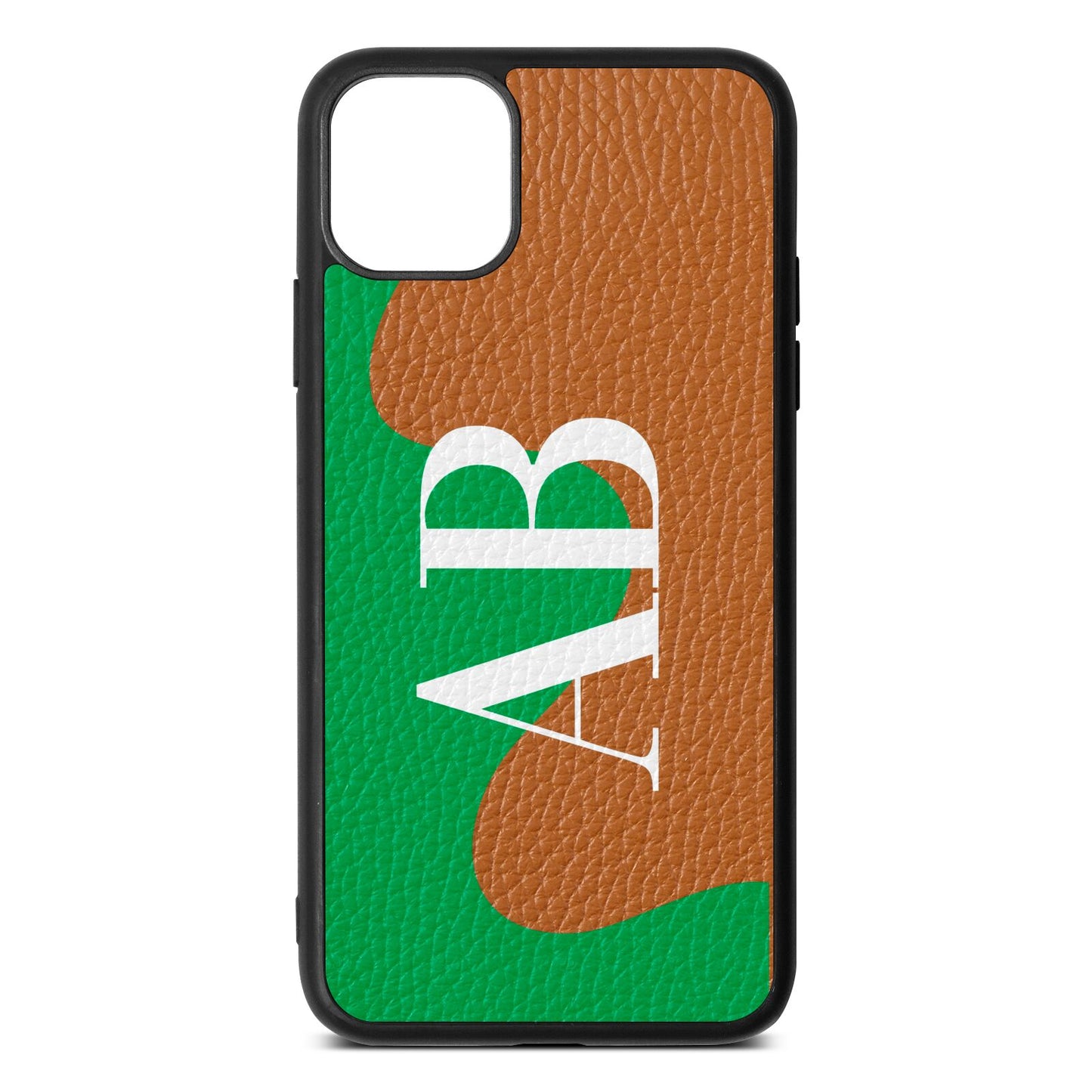 Abstract Personalised Initials Tan Pebble Leather iPhone 11 Pro Max Case