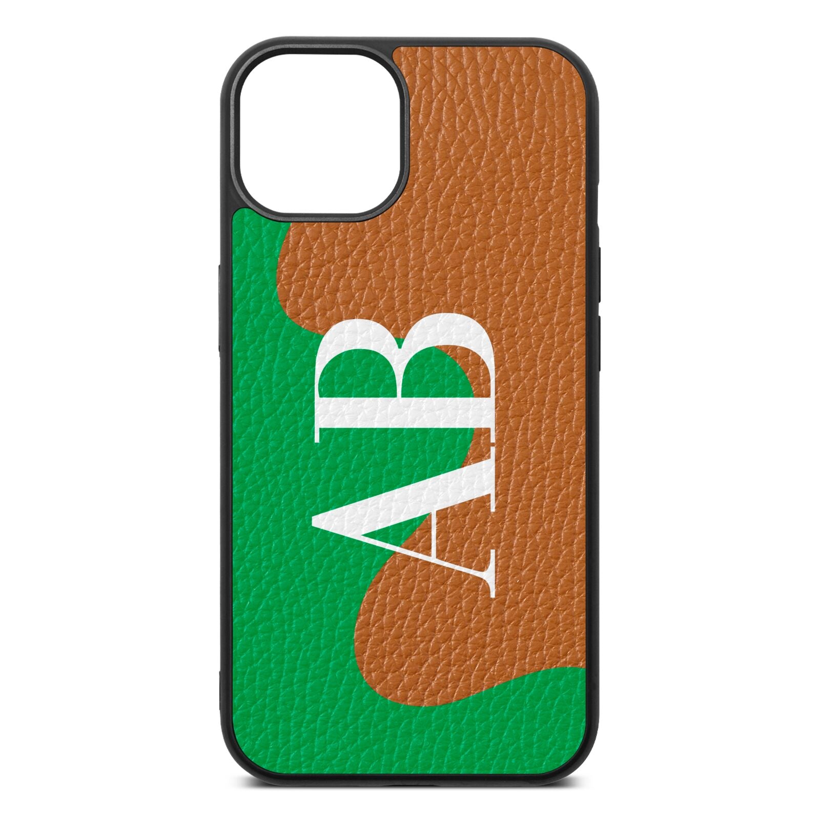 Abstract Personalised Initials Tan Pebble Leather iPhone 13 Case