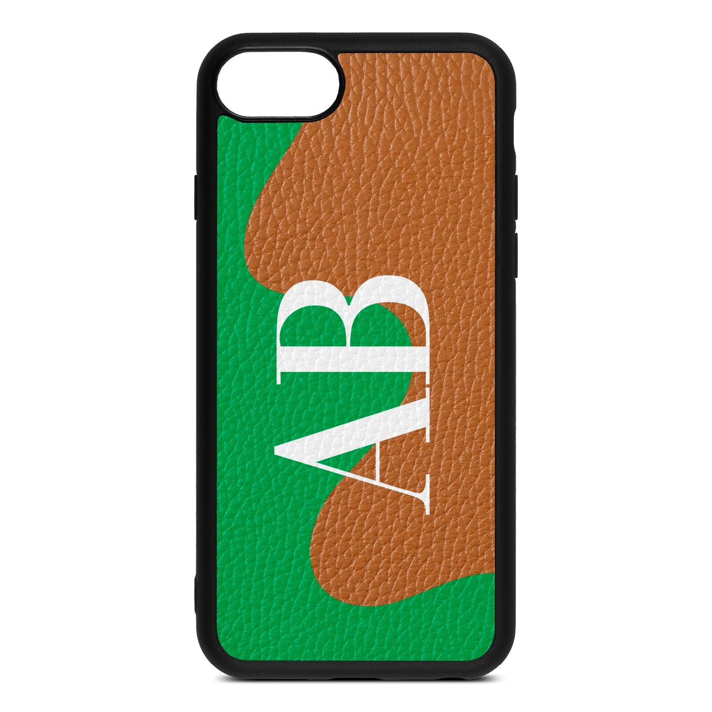 Abstract Personalised Initials Tan Pebble Leather iPhone 8 Case