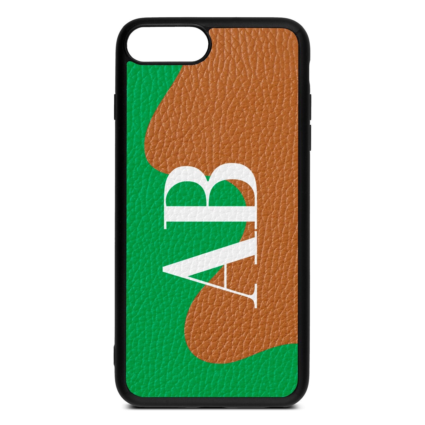 Abstract Personalised Initials Tan Pebble Leather iPhone 8 Plus Case