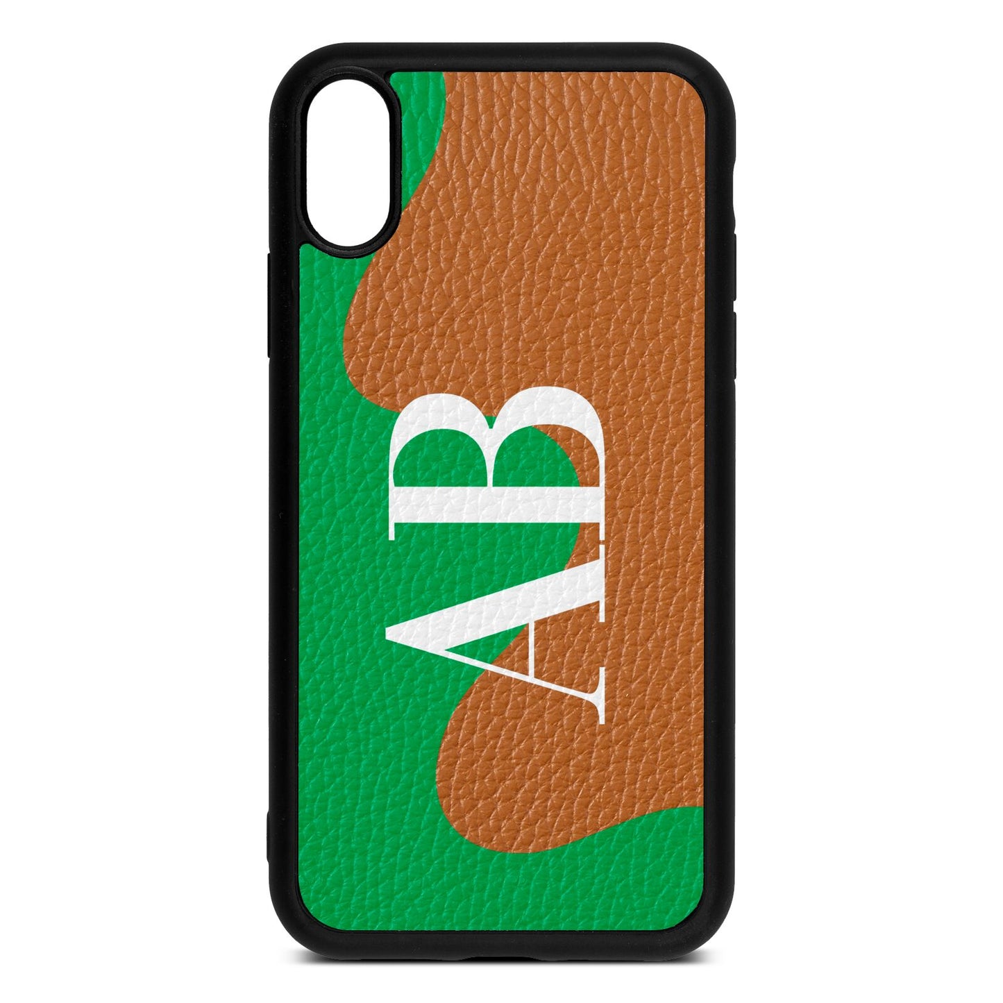 Abstract Personalised Initials Tan Pebble Leather iPhone Xr Case