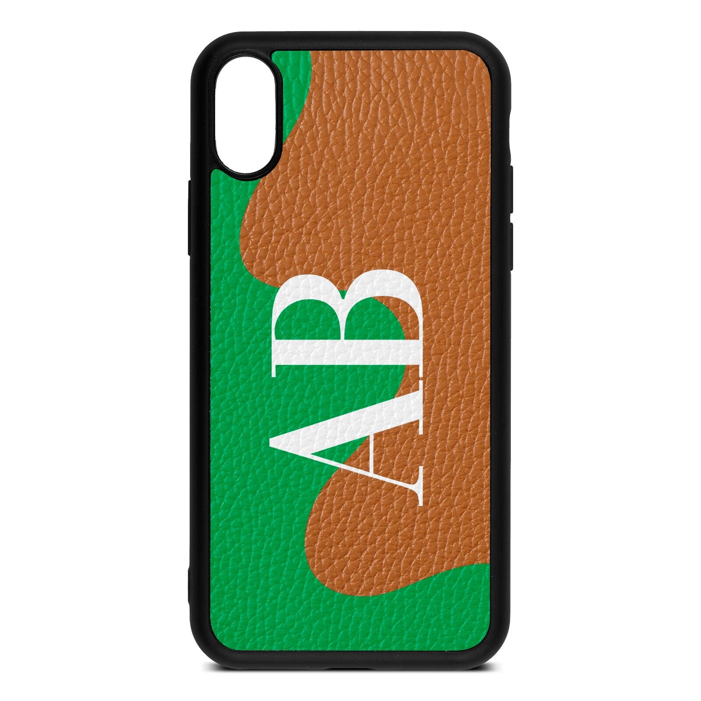 Abstract Personalised Initials Tan Pebble Leather iPhone Xs Case