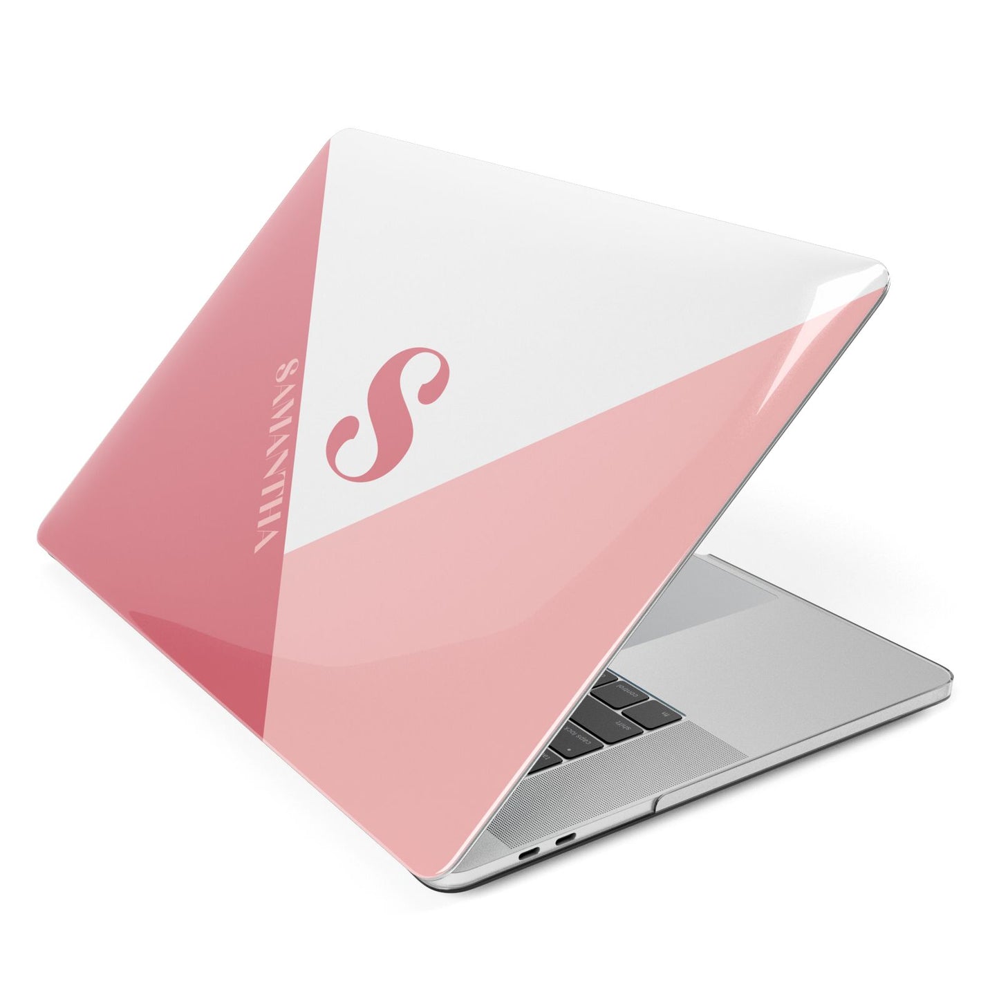 Abstract Pink Initial with Name Apple MacBook Case Side View