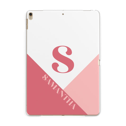 Abstract Pink Initial with Name Apple iPad Gold Case