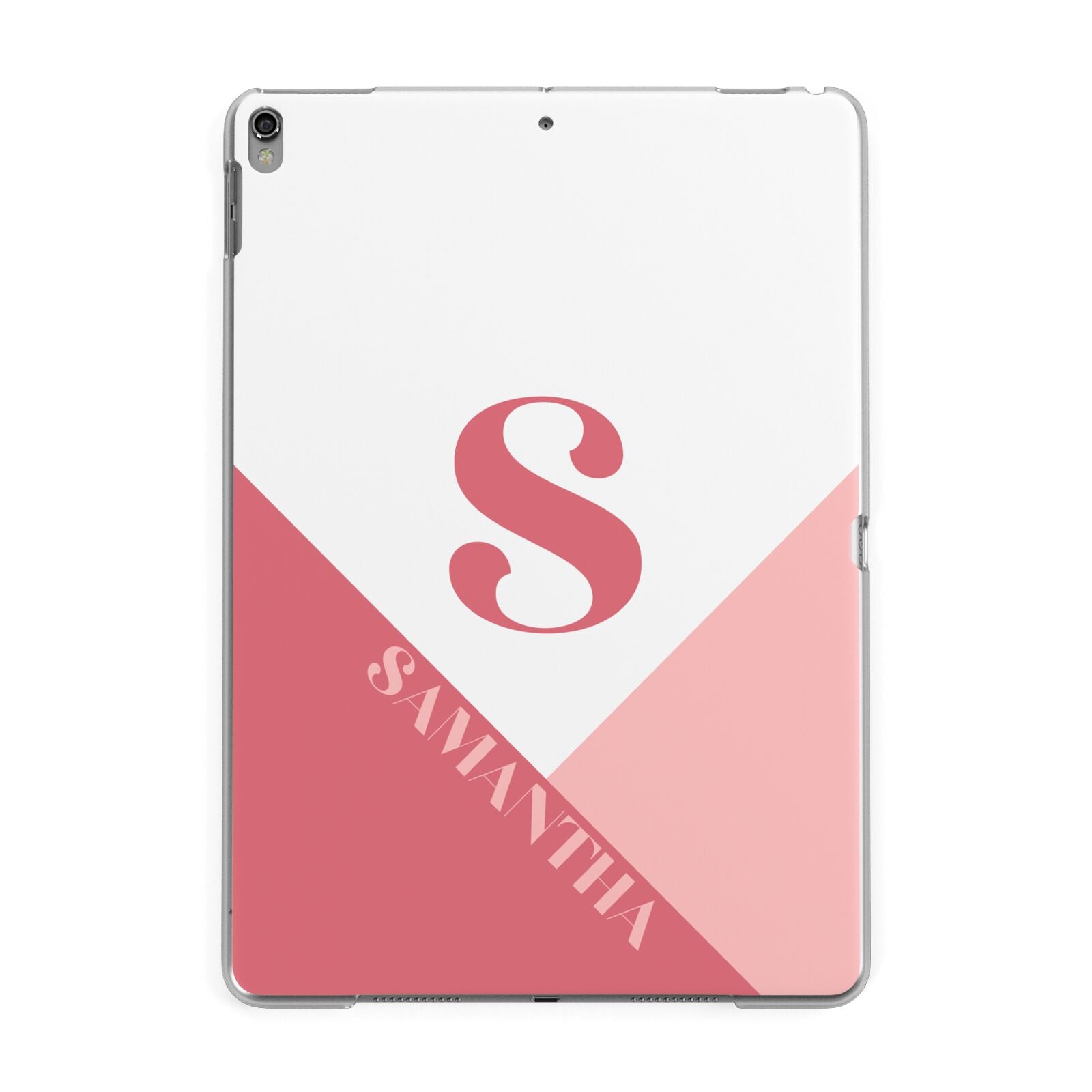 Abstract Pink Initial with Name Apple iPad Grey Case