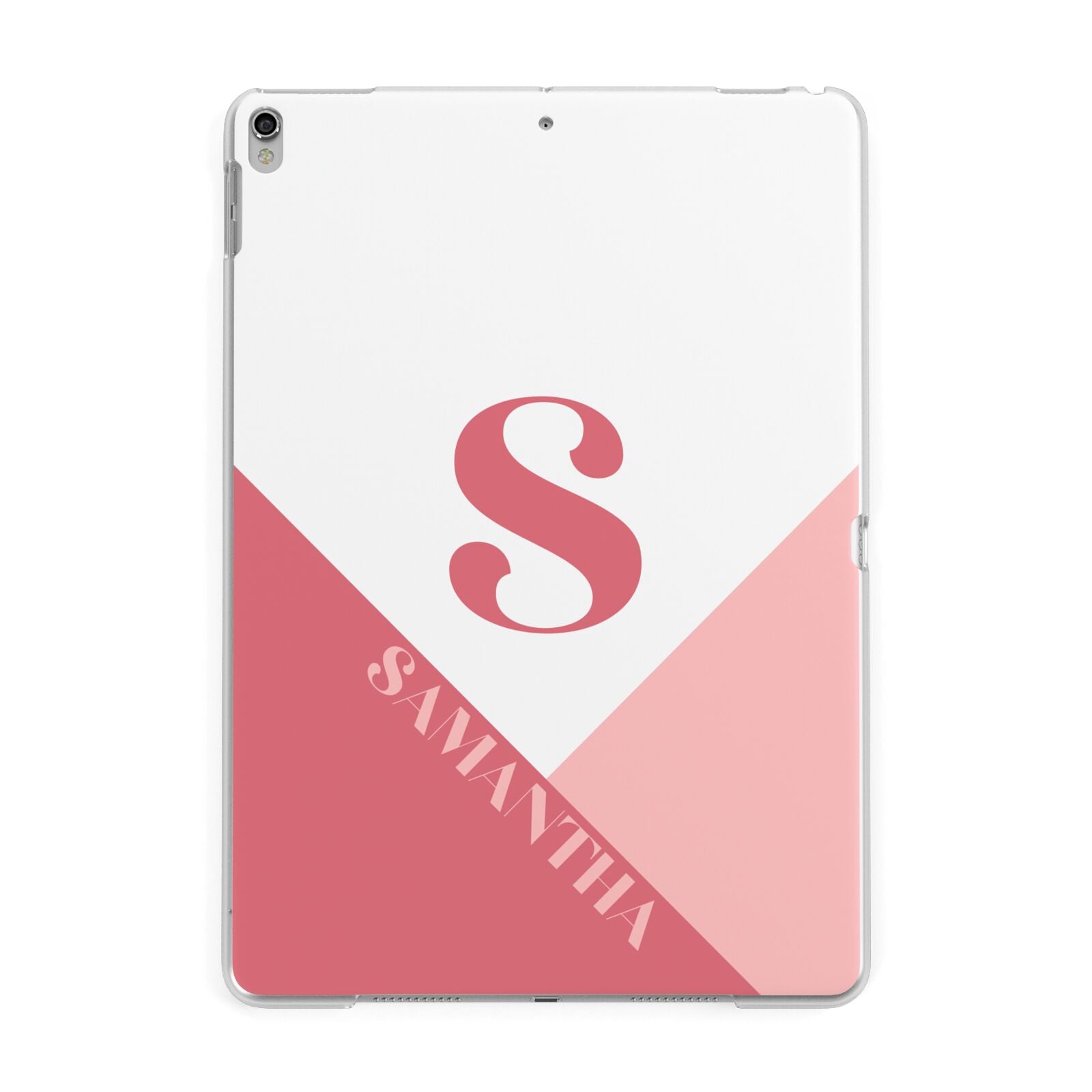 Abstract Pink Initial with Name Apple iPad Silver Case