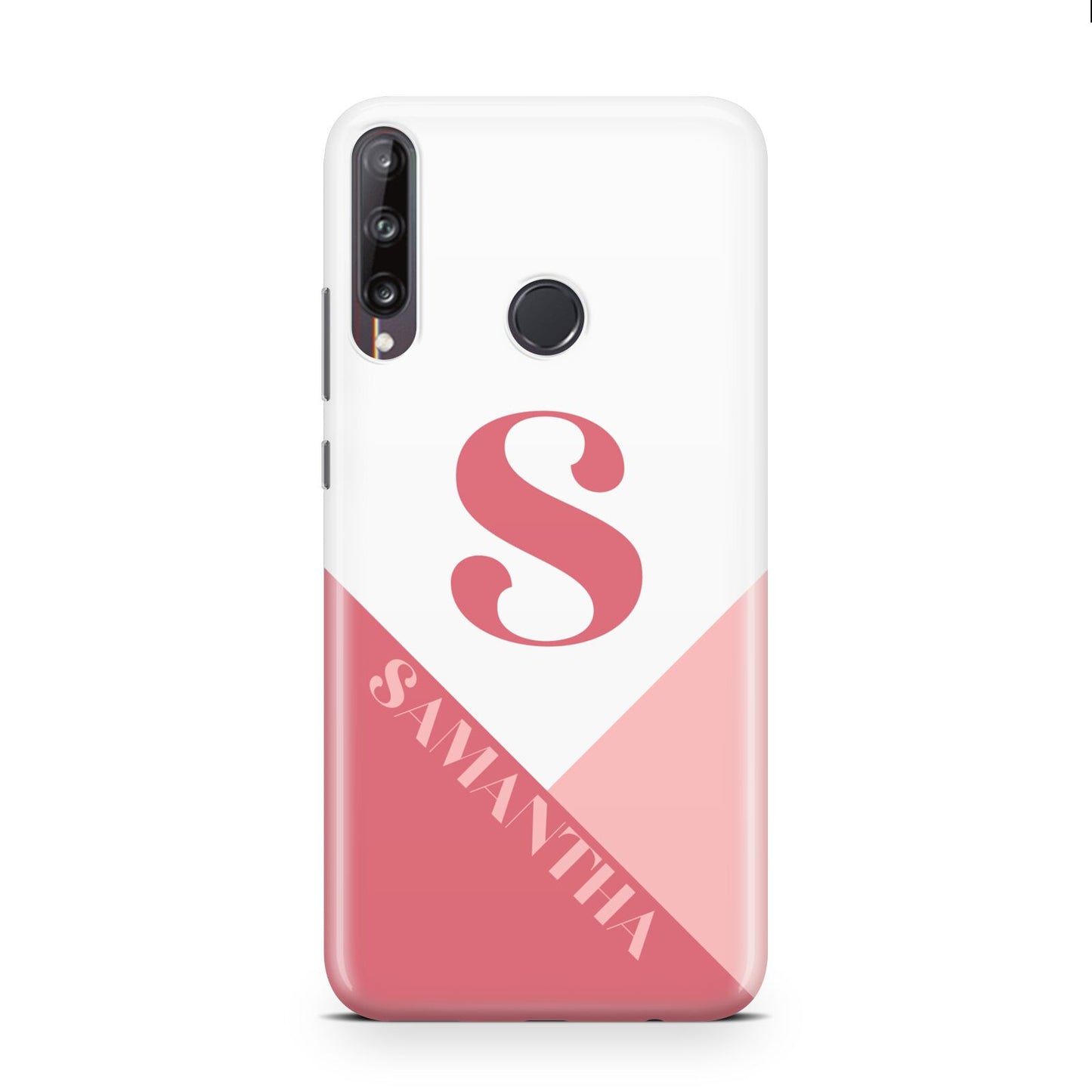 Abstract Pink Initial with Name Huawei P40 Lite E Phone Case