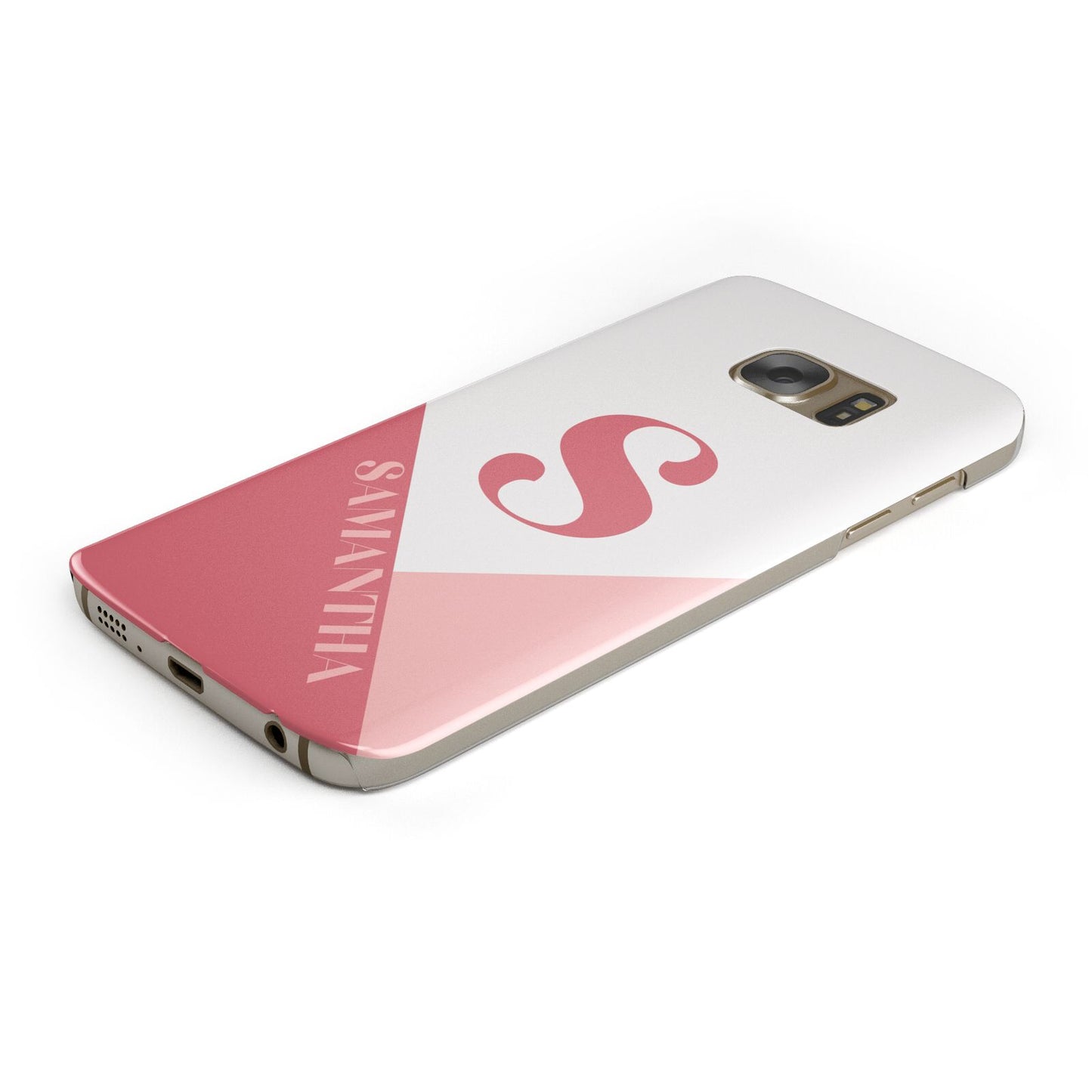 Abstract Pink Initial with Name Protective Samsung Galaxy Case Angled Image