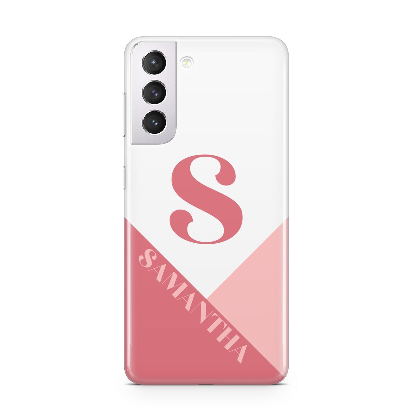 Abstract Pink Initial with Name Samsung S21 Case