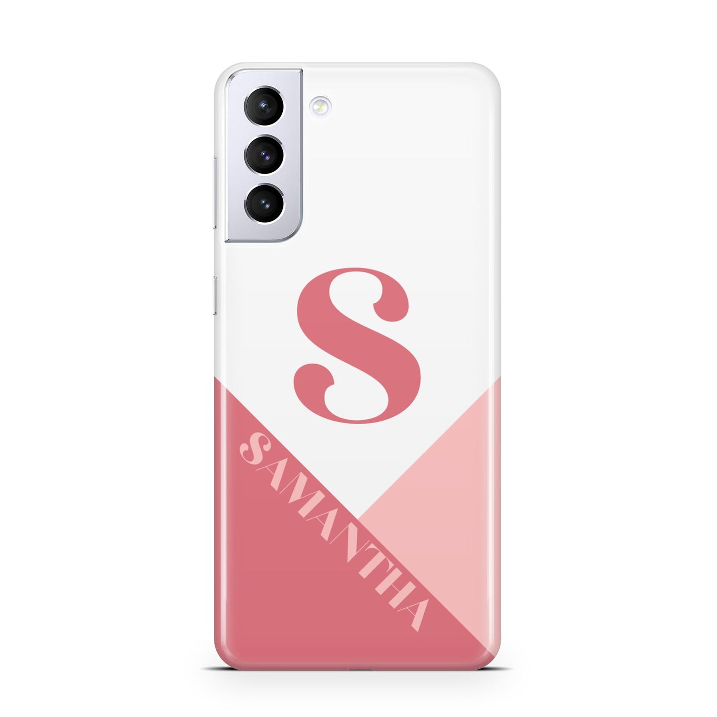 Abstract Pink Initial with Name Samsung S21 Plus Case