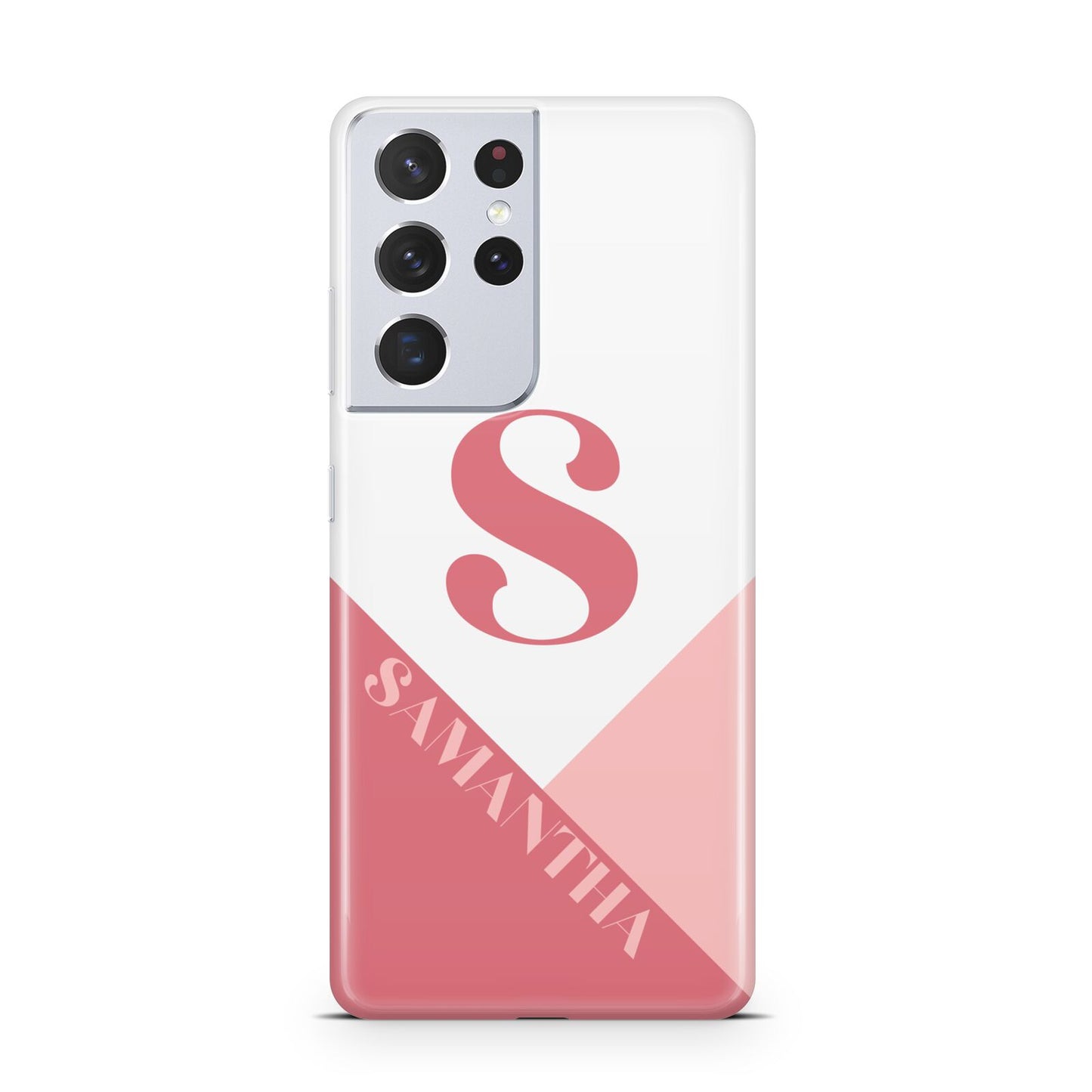 Abstract Pink Initial with Name Samsung S21 Ultra Case