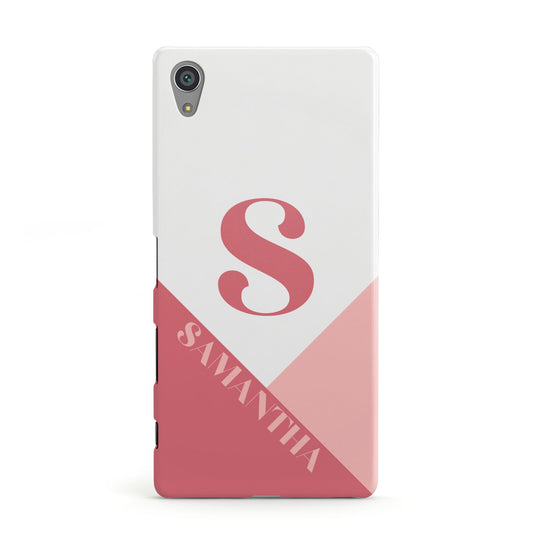 Abstract Pink Initial with Name Sony Xperia Case