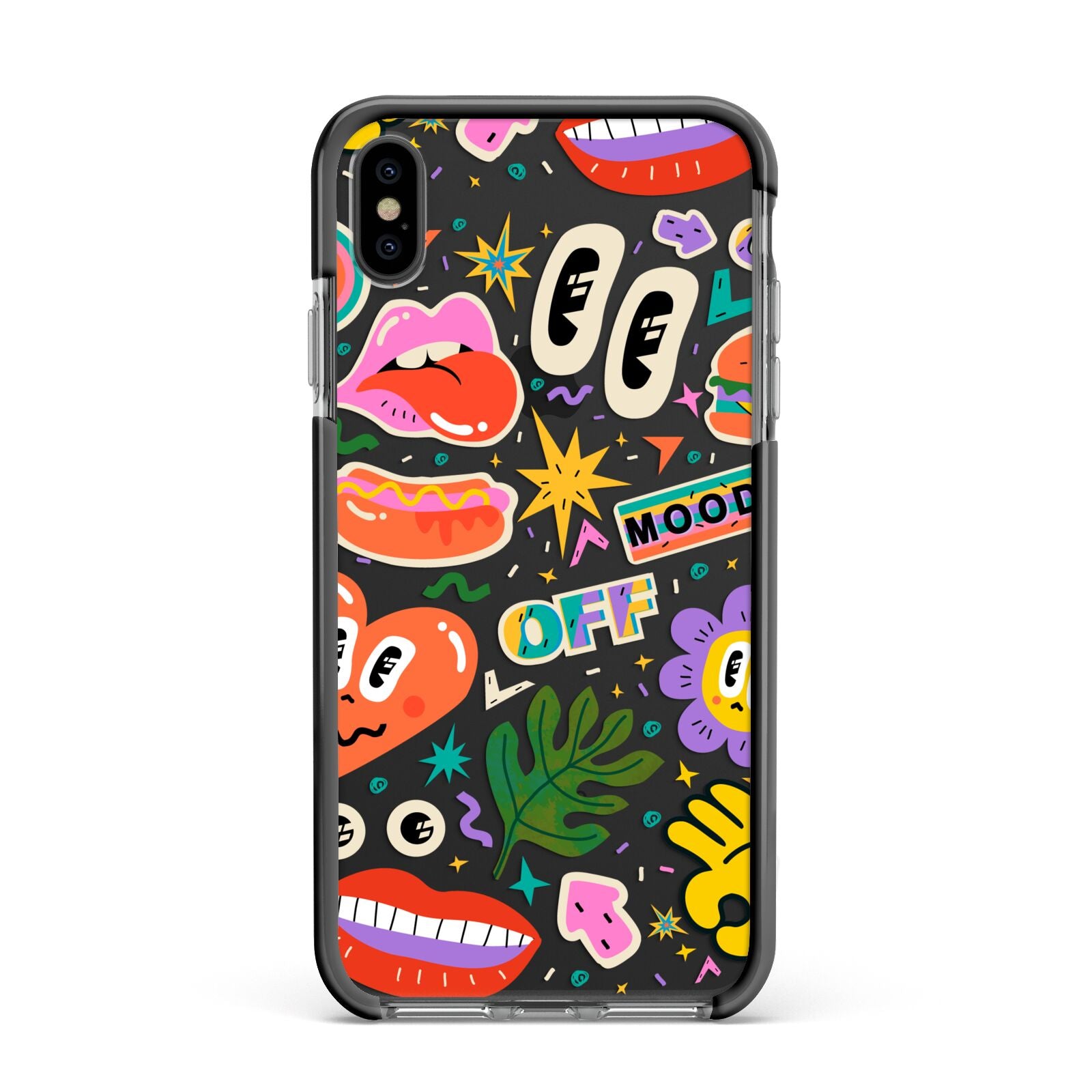 Abstract Shape Sticker Apple iPhone Xs Max Impact Case Black Edge on Black Phone