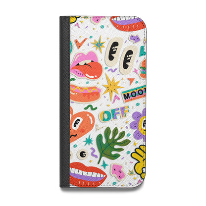 Abstract Shape Sticker Vegan Leather Flip iPhone Case