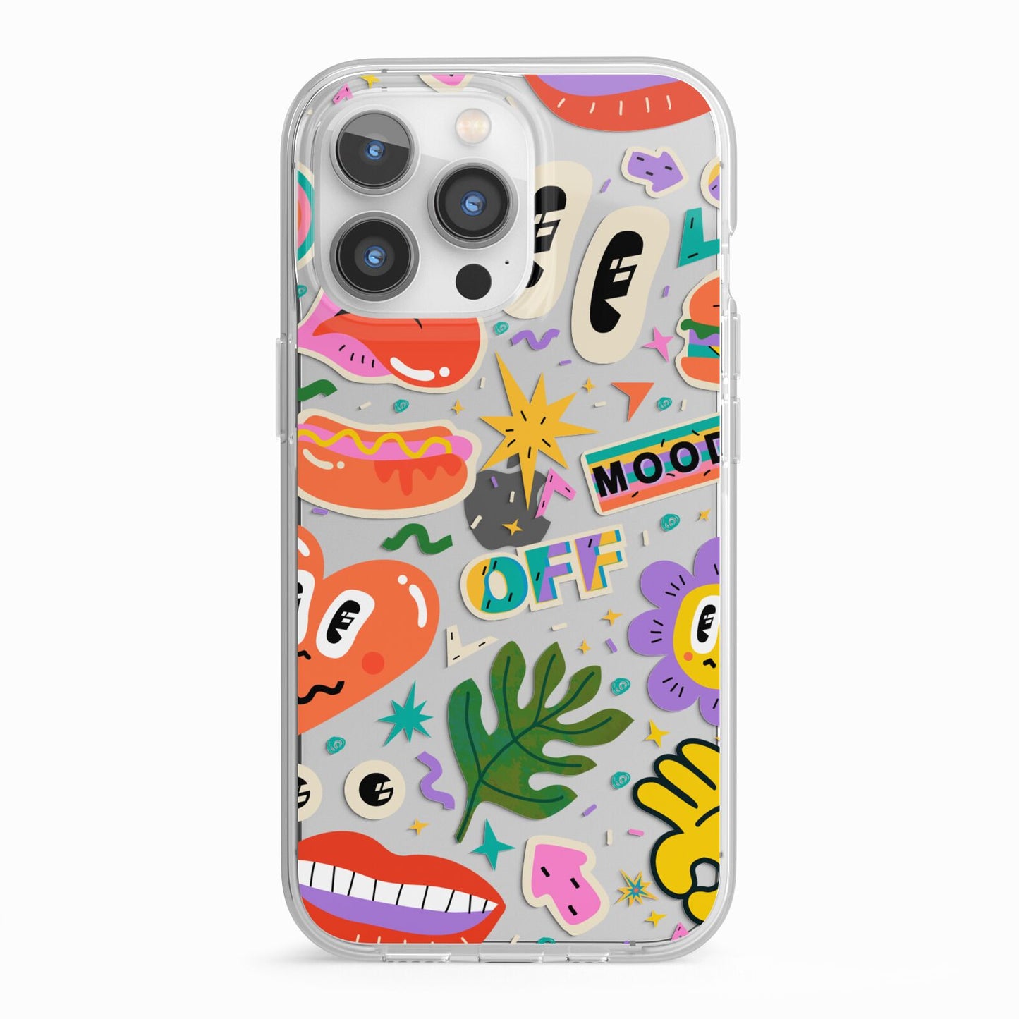 Abstract Shape Sticker iPhone 13 Pro TPU Impact Case with White Edges