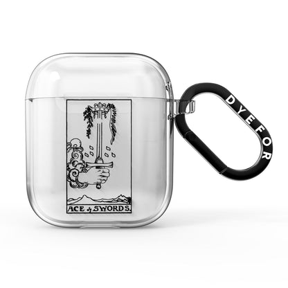 Ace of Swords Monochrome AirPods Clear Case
