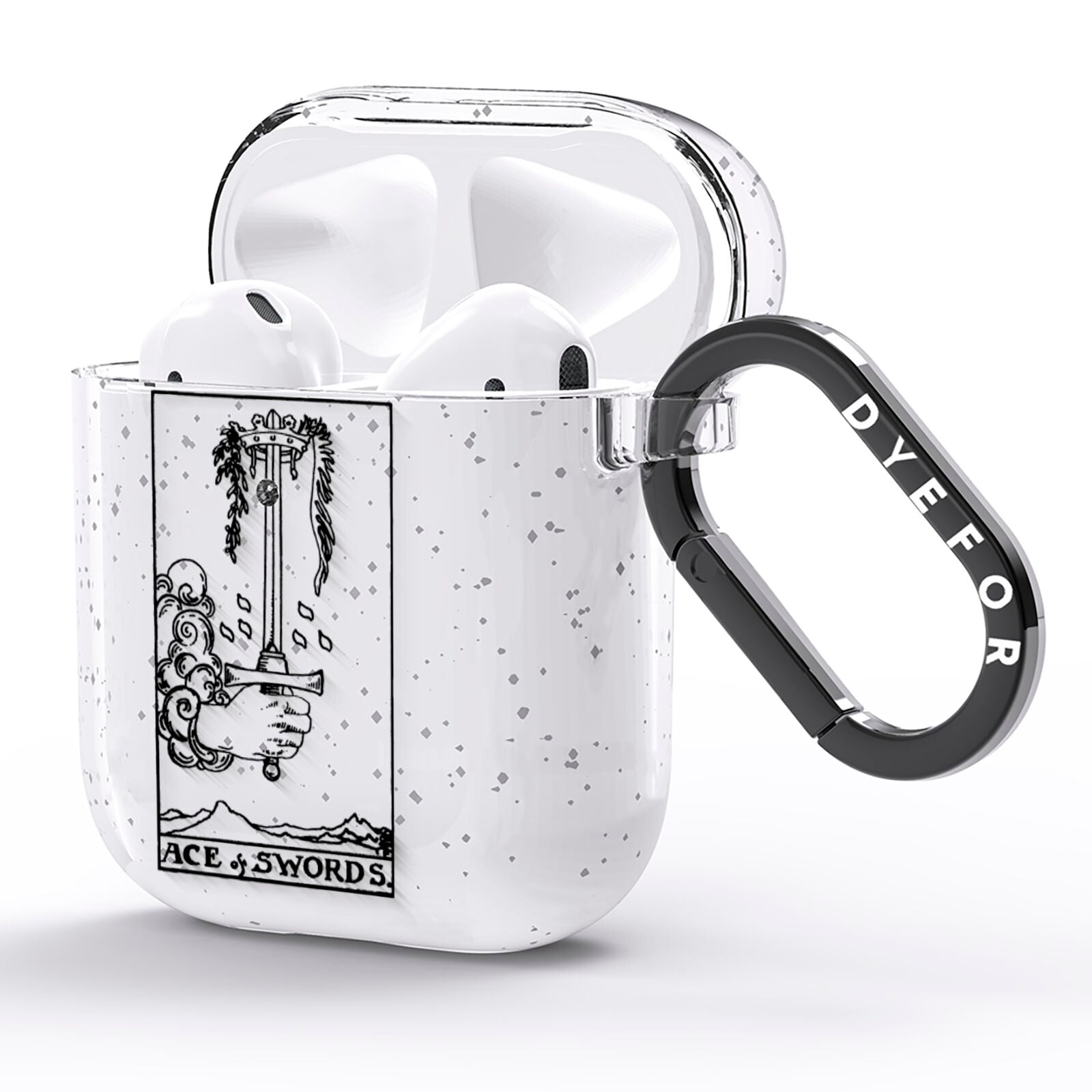 Ace of Swords Monochrome AirPods Glitter Case Side Image