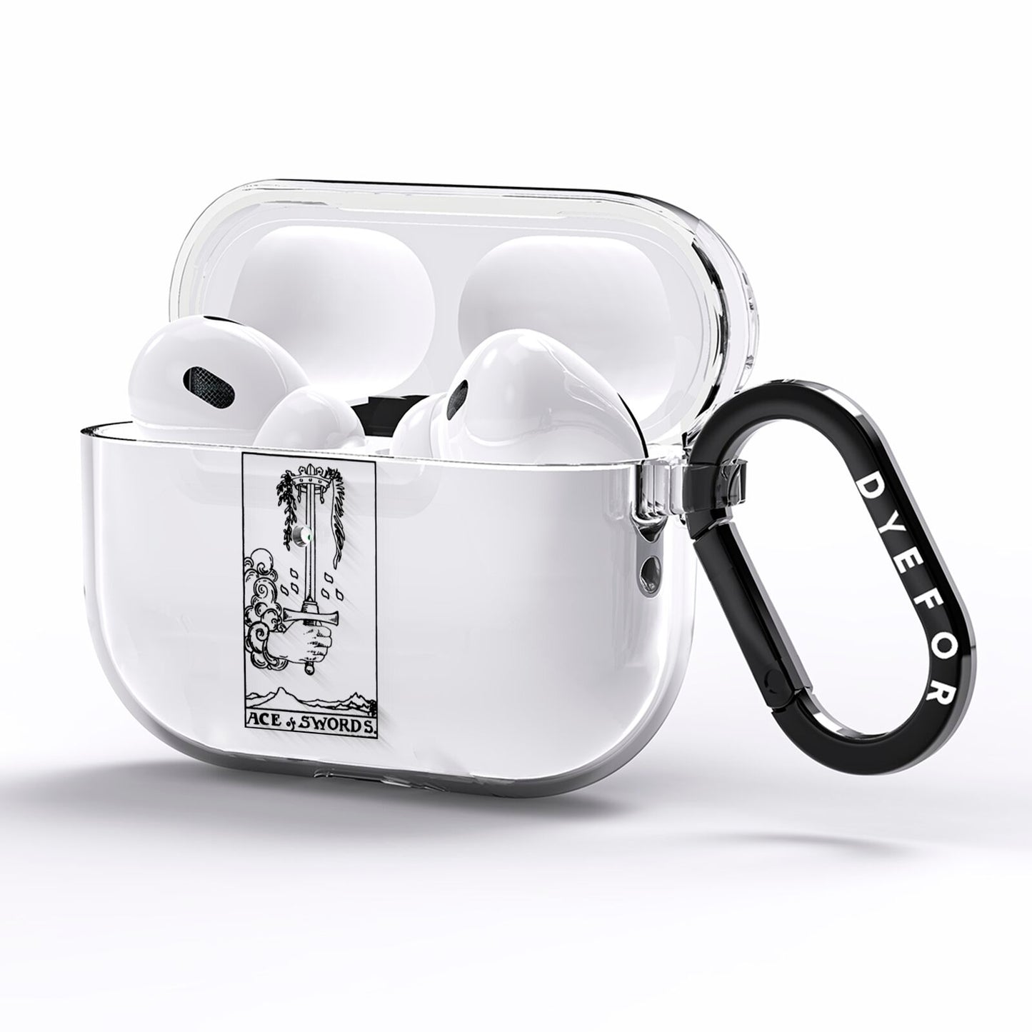 Ace of Swords Monochrome AirPods Pro Clear Case Side Image