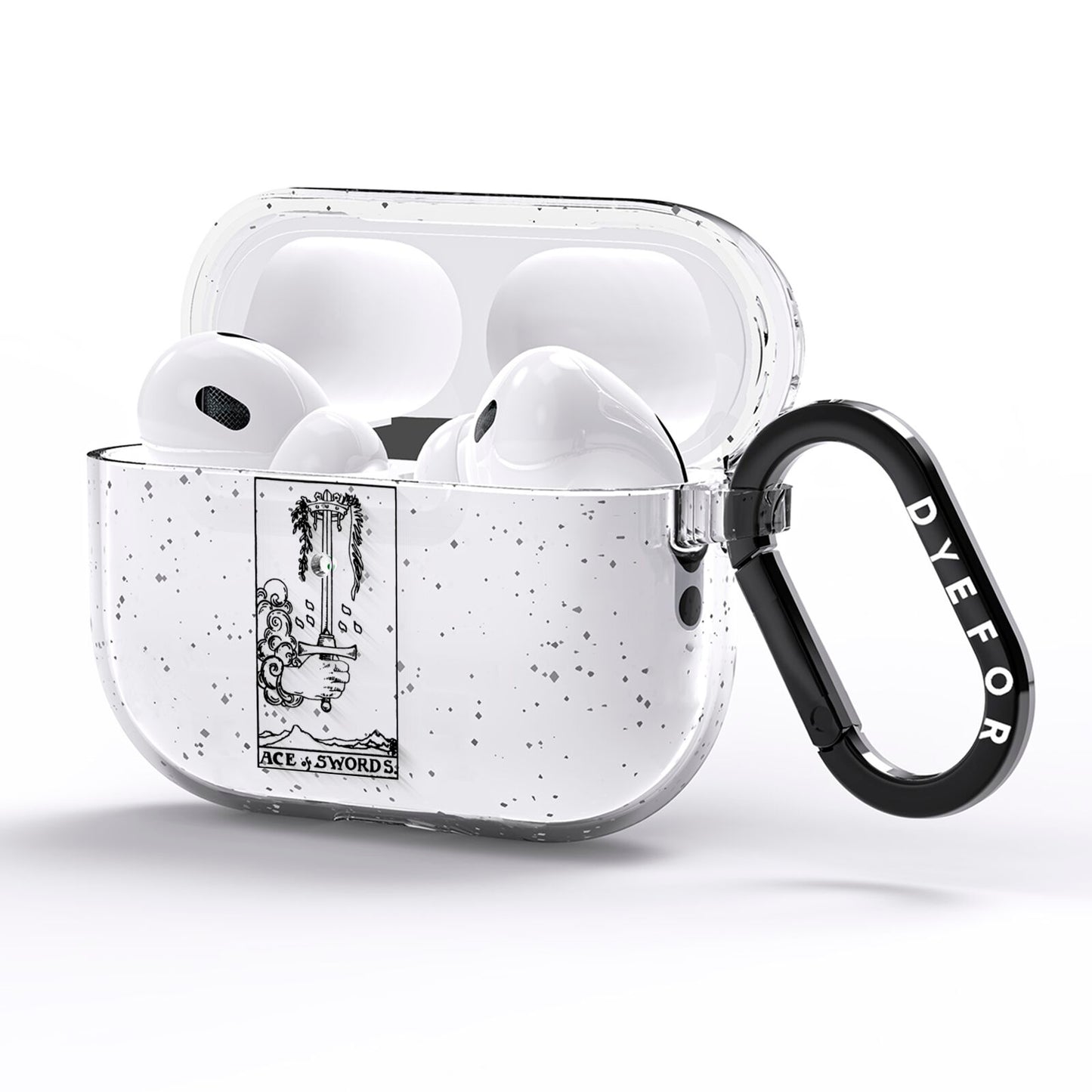 Ace of Swords Monochrome AirPods Pro Glitter Case Side Image