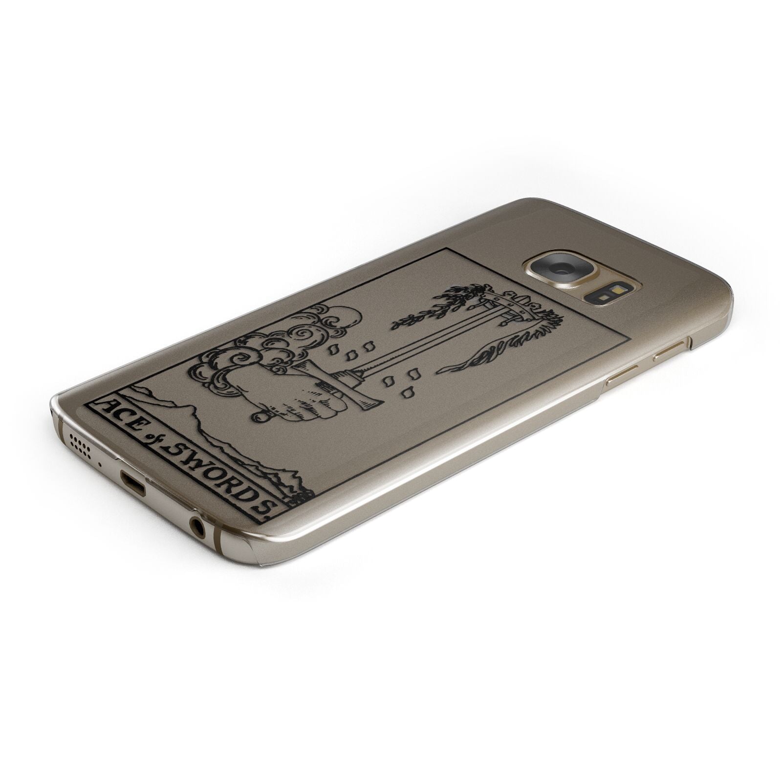 Ace of Swords Monochrome Protective Samsung Galaxy Case Angled Image