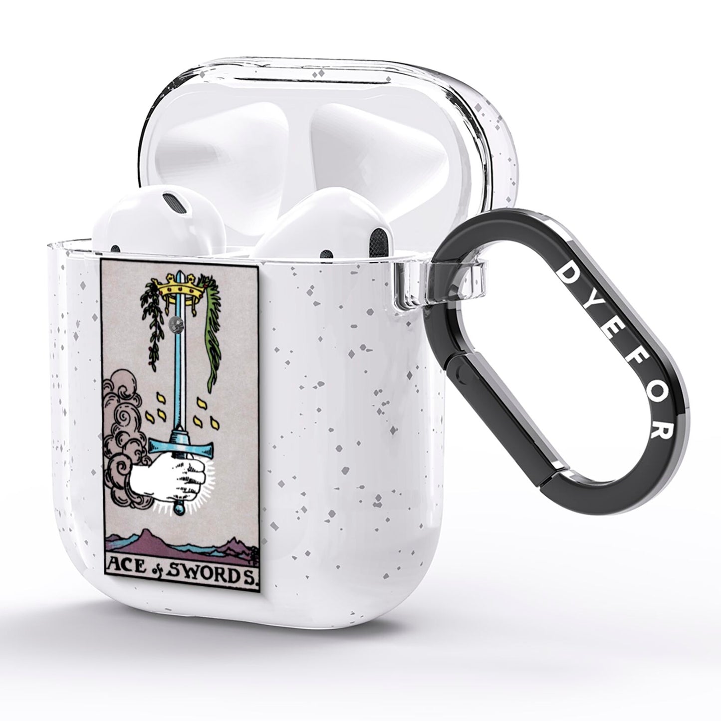 Ace of Swords Tarot Card AirPods Glitter Case Side Image