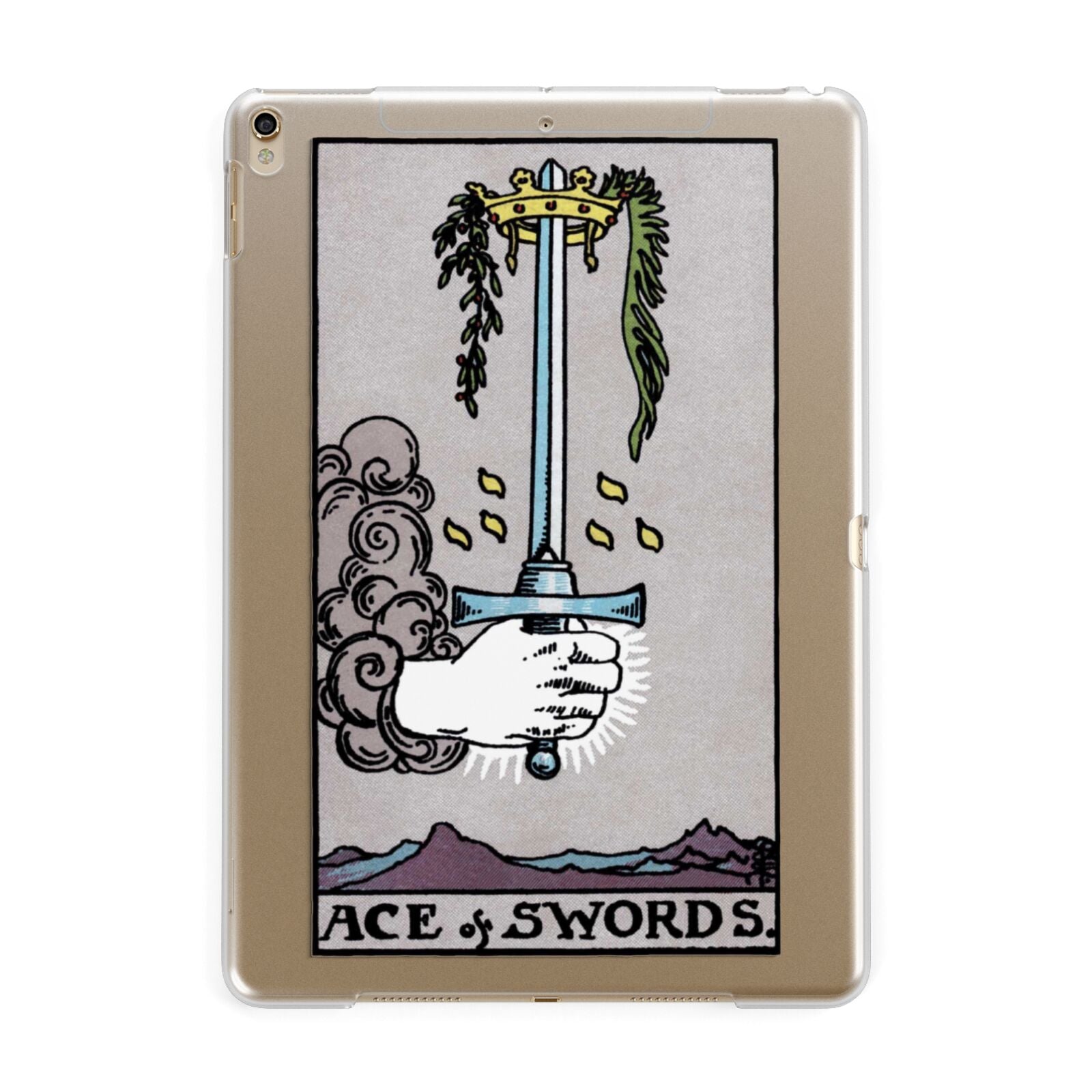 Ace of Swords Tarot Card Apple iPad Gold Case