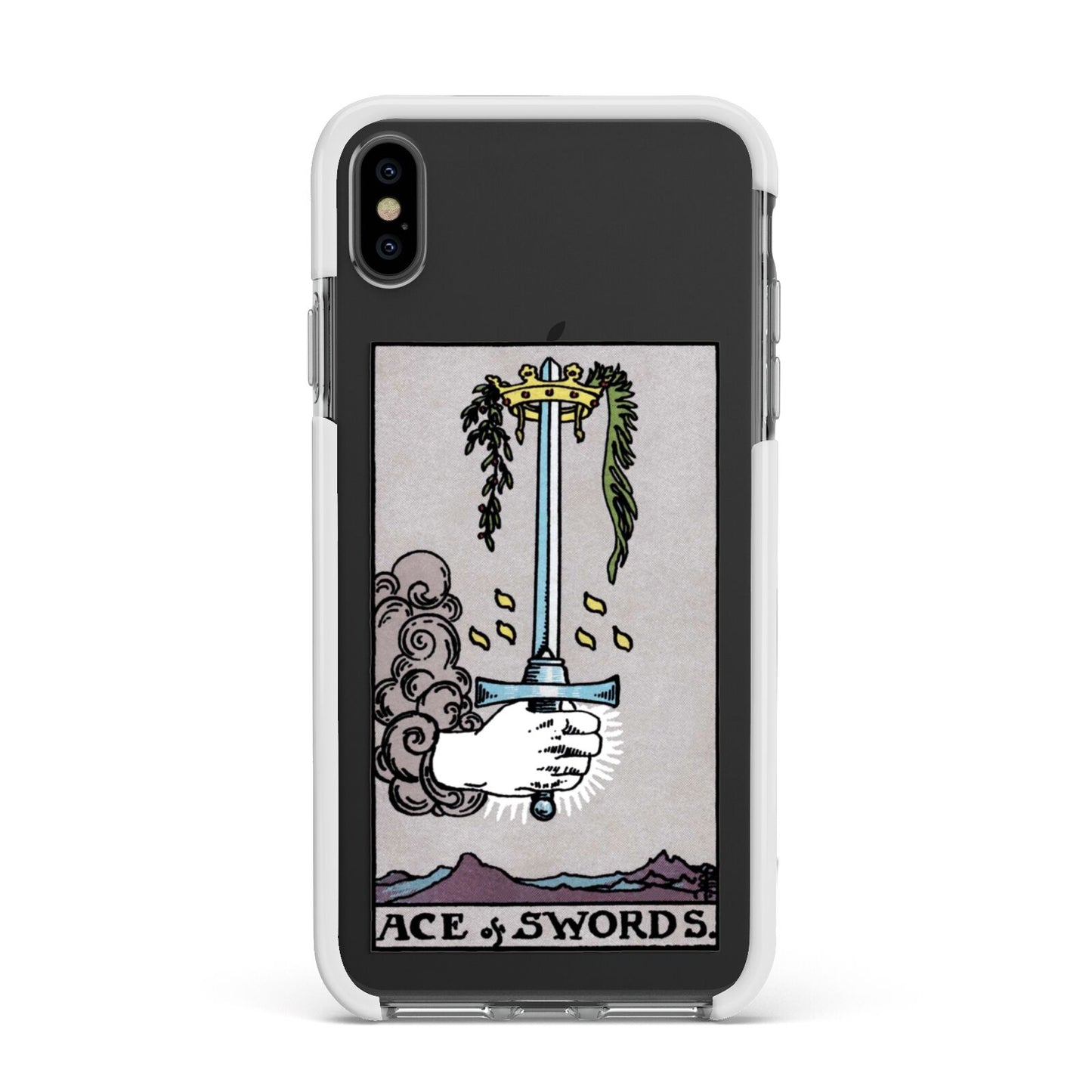 Ace of Swords Tarot Card Apple iPhone Xs Max Impact Case White Edge on Black Phone