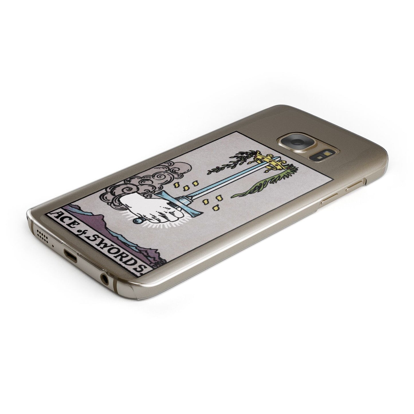 Ace of Swords Tarot Card Protective Samsung Galaxy Case Angled Image