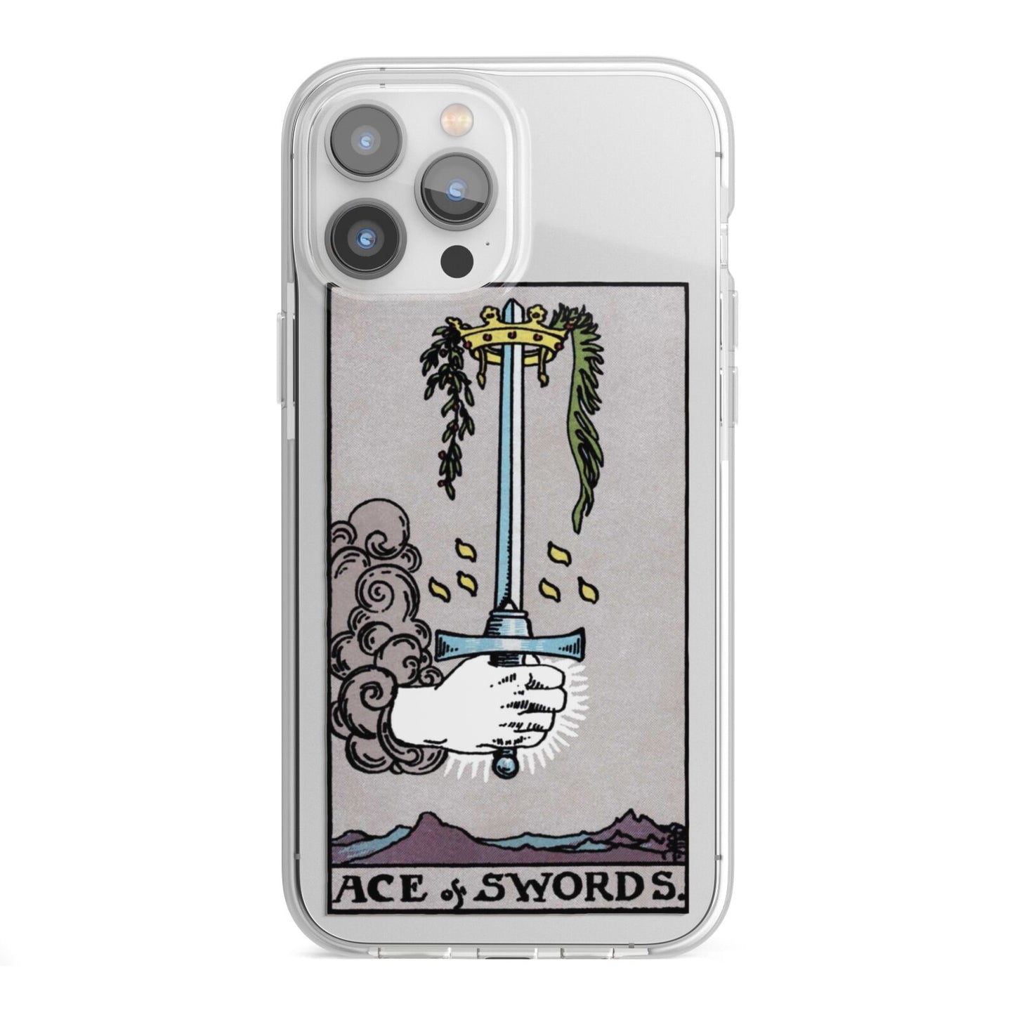 Ace of Swords Tarot Card iPhone 13 Pro Max TPU Impact Case with White Edges