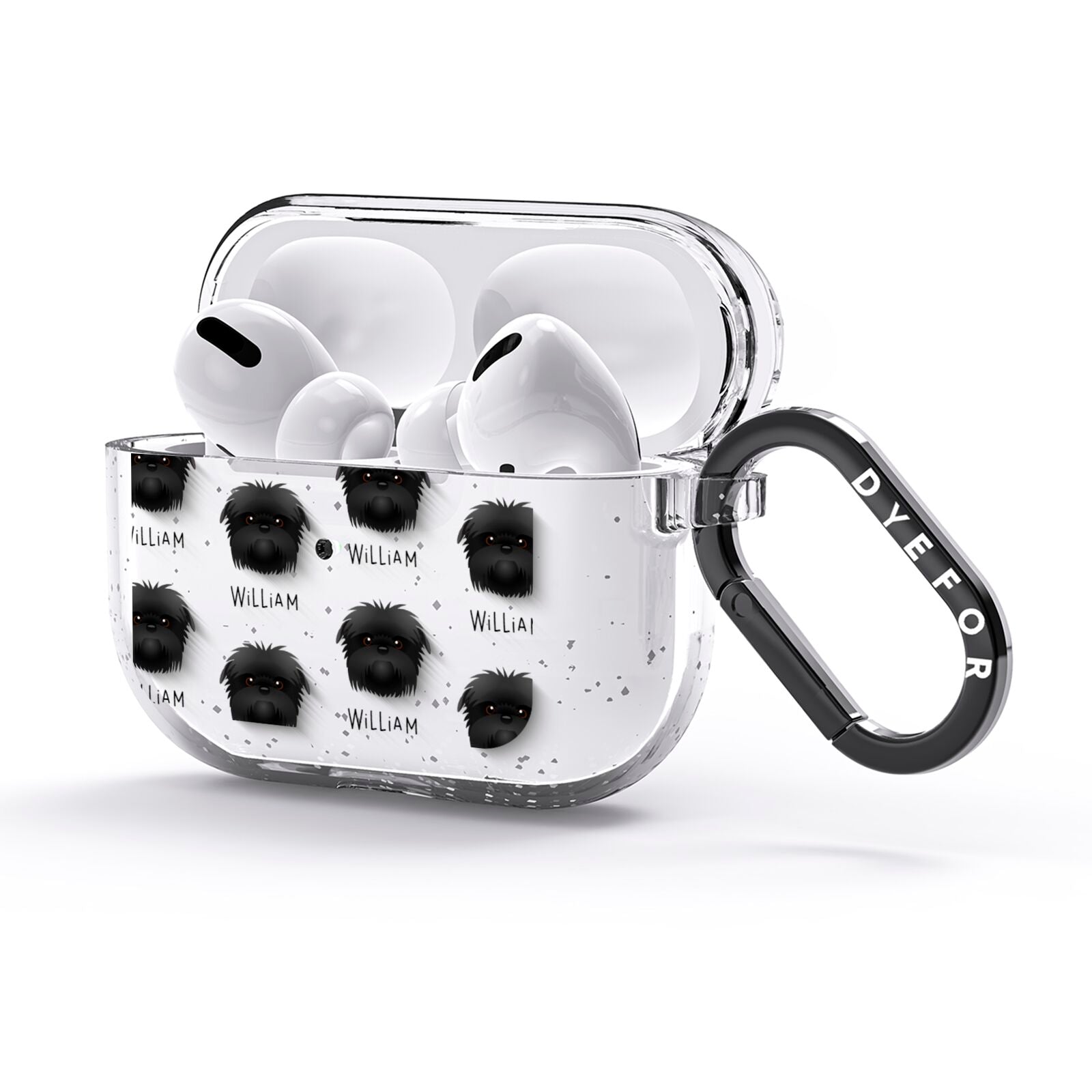 Affenpinscher Icon with Name AirPods Glitter Case 3rd Gen Side Image
