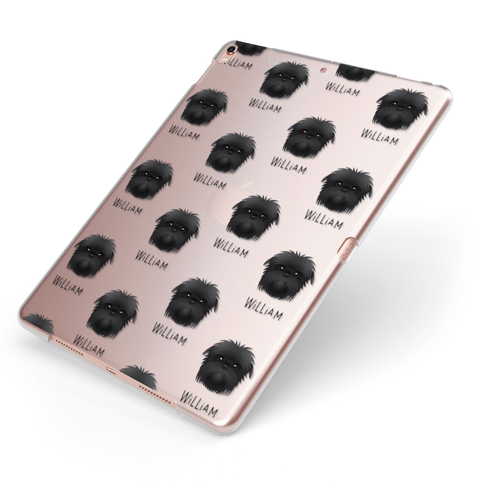 Affenpinscher Icon with Name Apple iPad Case on Rose Gold iPad Side View
