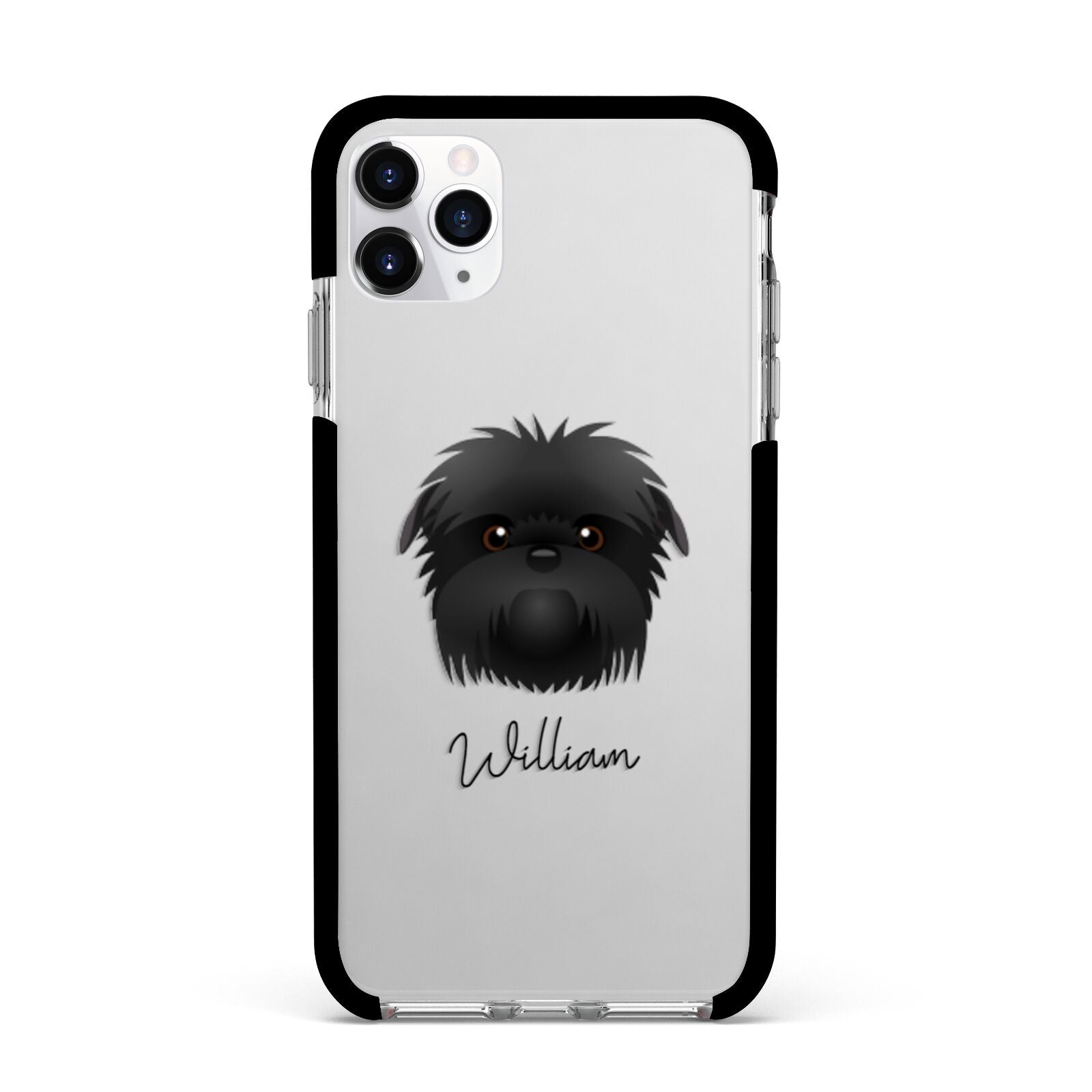 Affenpinscher Personalised Apple iPhone 11 Pro Max in Silver with Black Impact Case