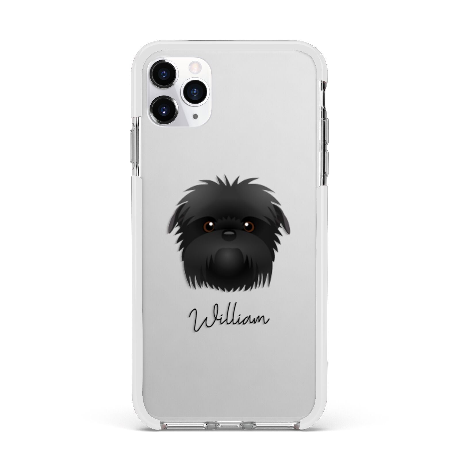 Affenpinscher Personalised Apple iPhone 11 Pro Max in Silver with White Impact Case