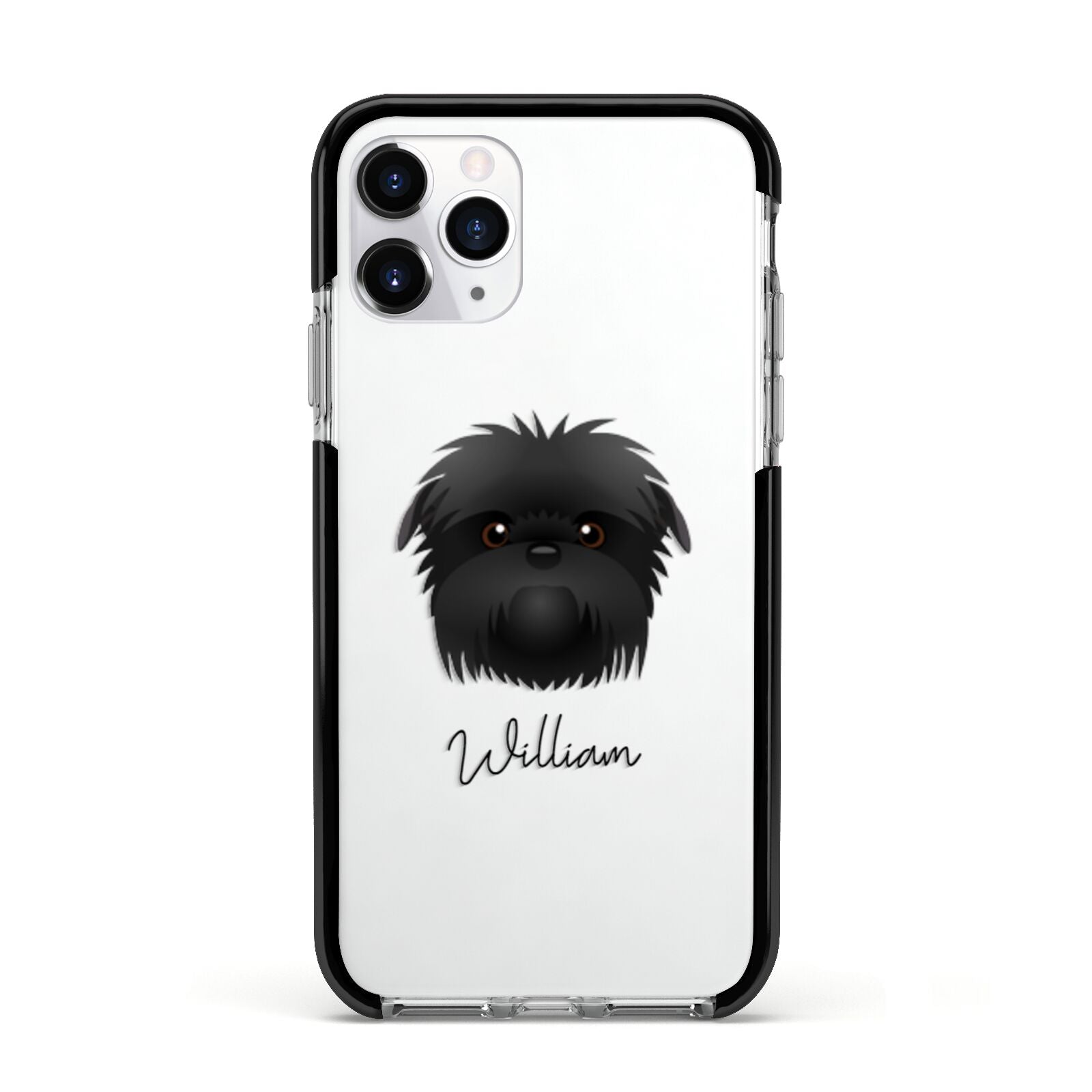 Affenpinscher Personalised Apple iPhone 11 Pro in Silver with Black Impact Case