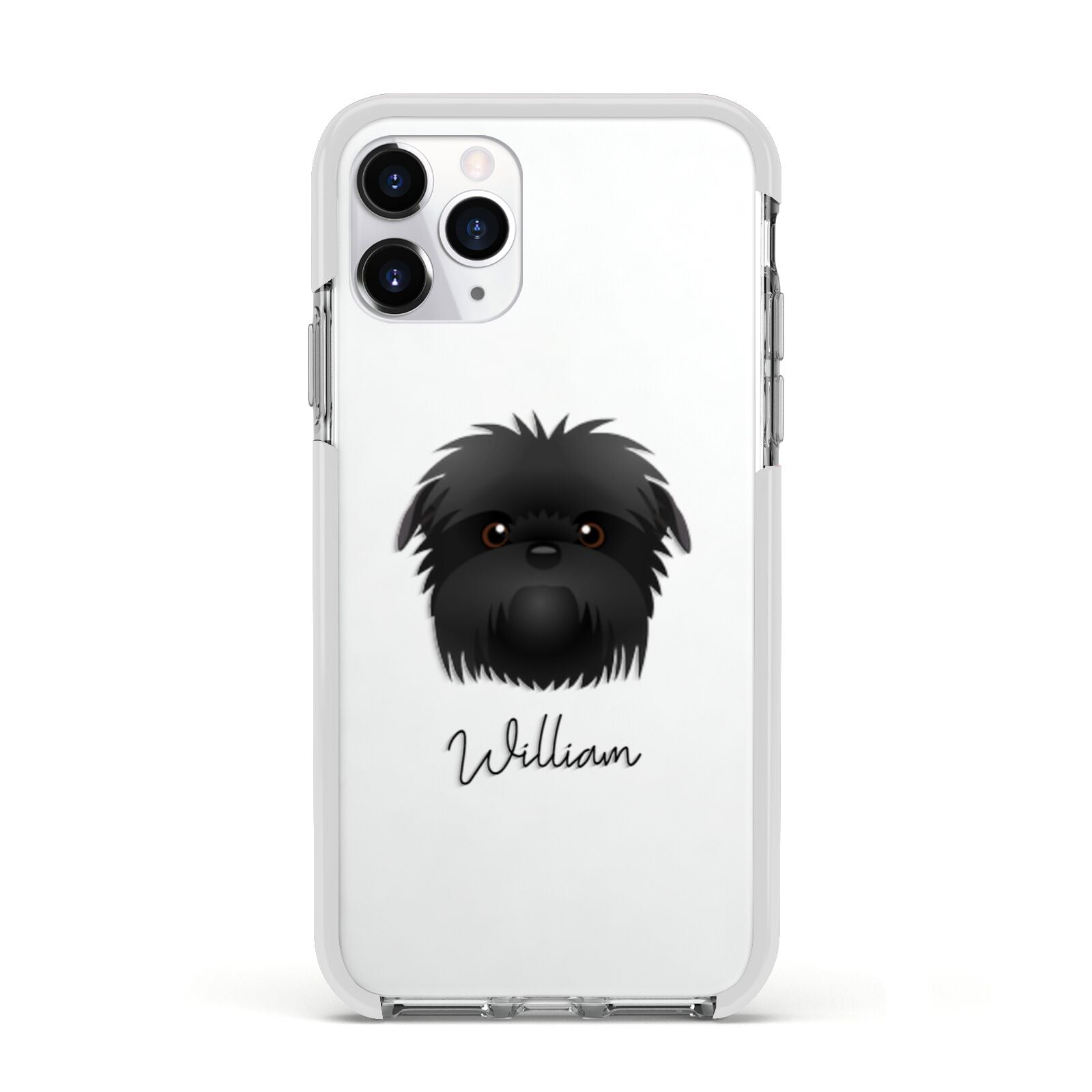 Affenpinscher Personalised Apple iPhone 11 Pro in Silver with White Impact Case