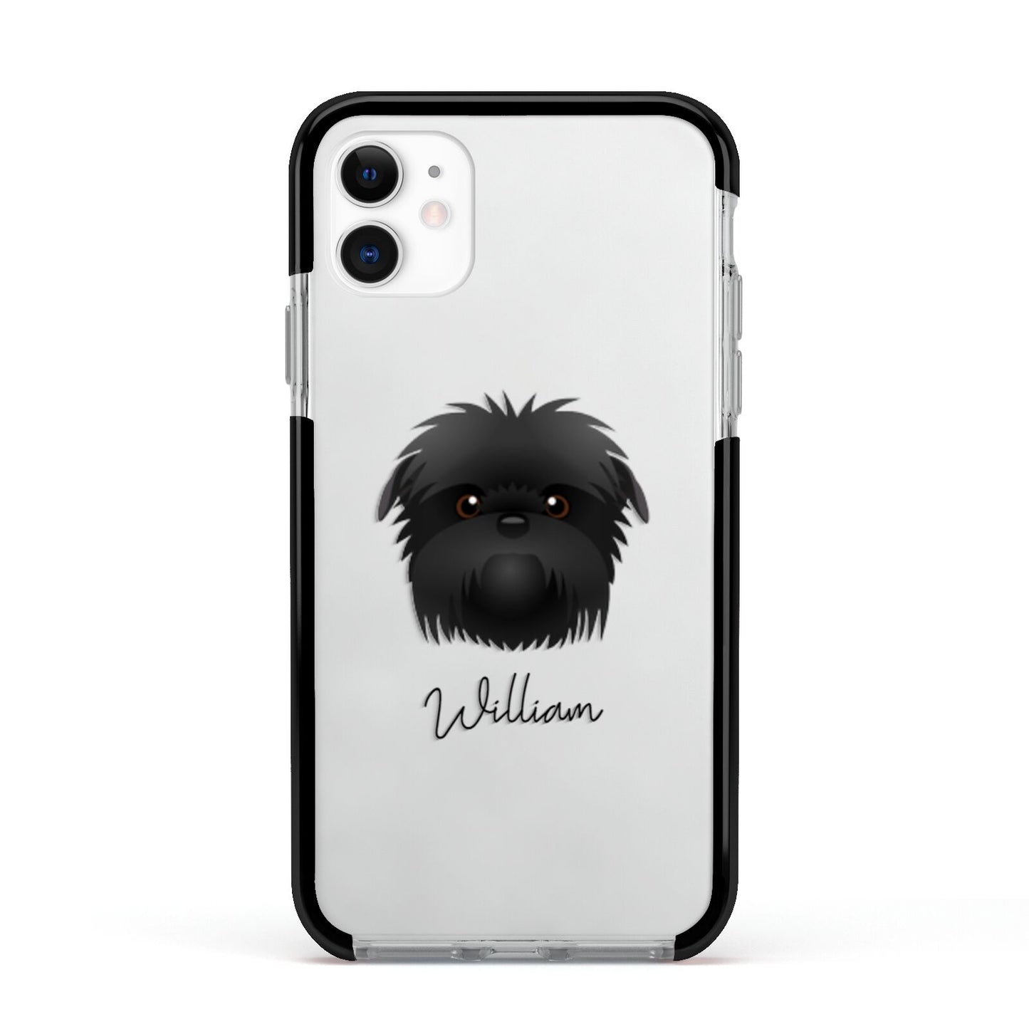 Affenpinscher Personalised Apple iPhone 11 in White with Black Impact Case