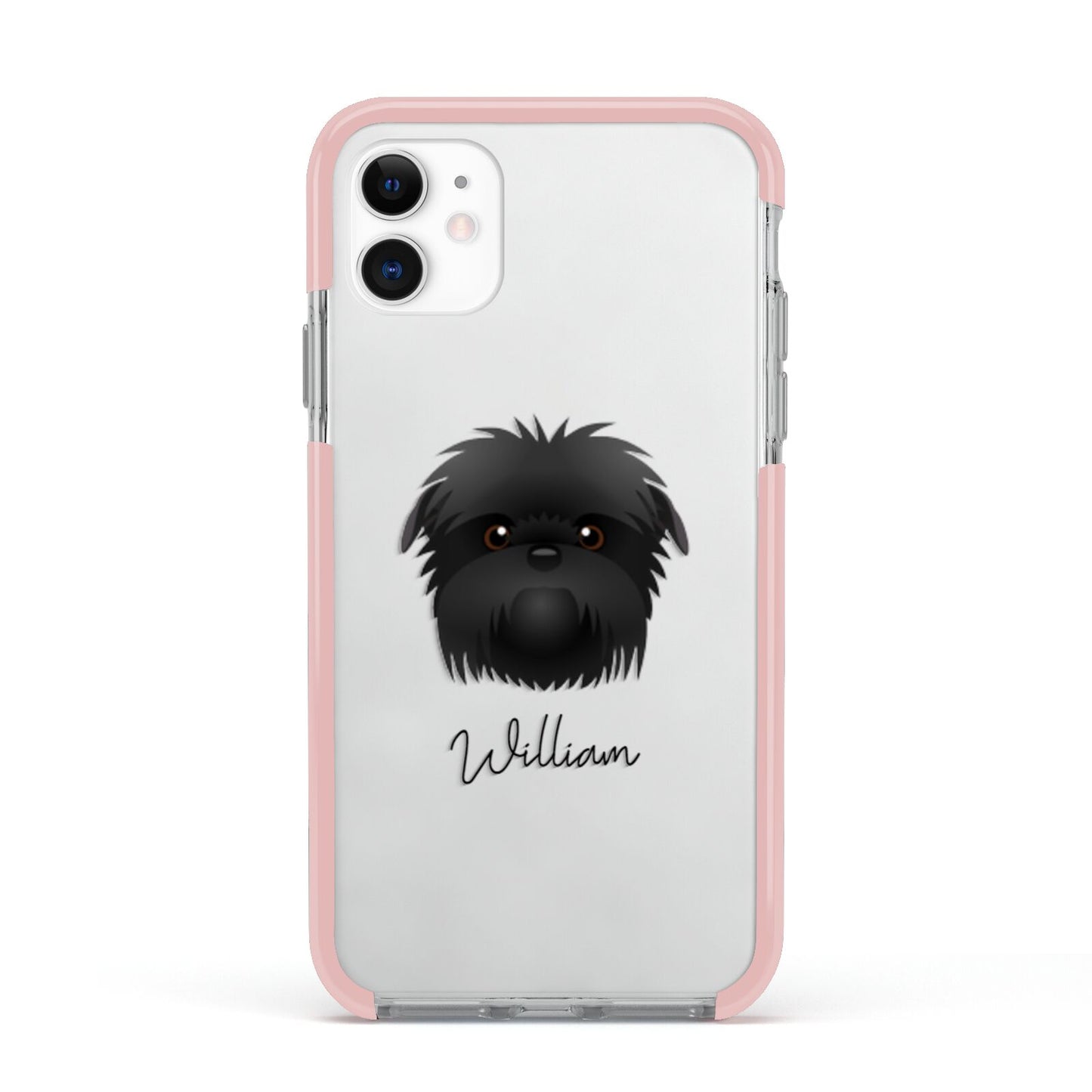 Affenpinscher Personalised Apple iPhone 11 in White with Pink Impact Case