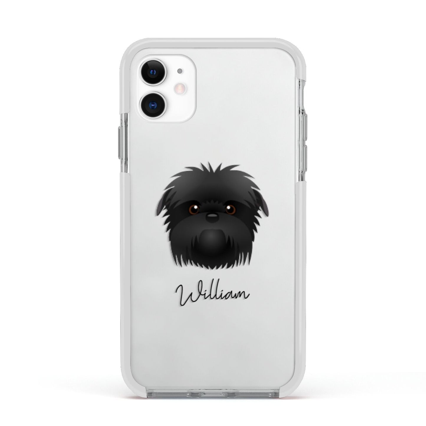 Affenpinscher Personalised Apple iPhone 11 in White with White Impact Case