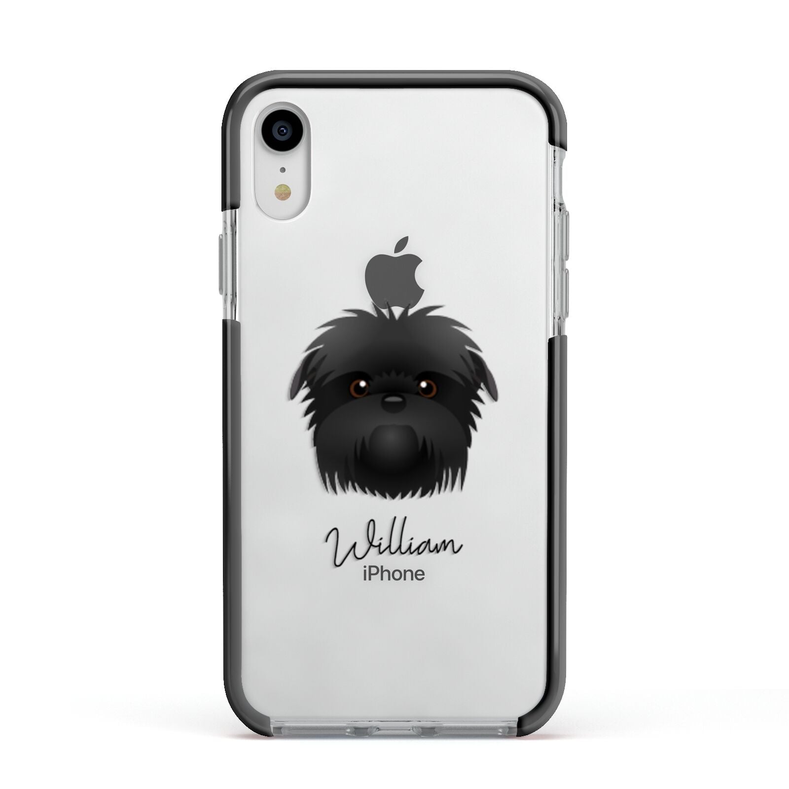 Affenpinscher Personalised Apple iPhone XR Impact Case Black Edge on Silver Phone