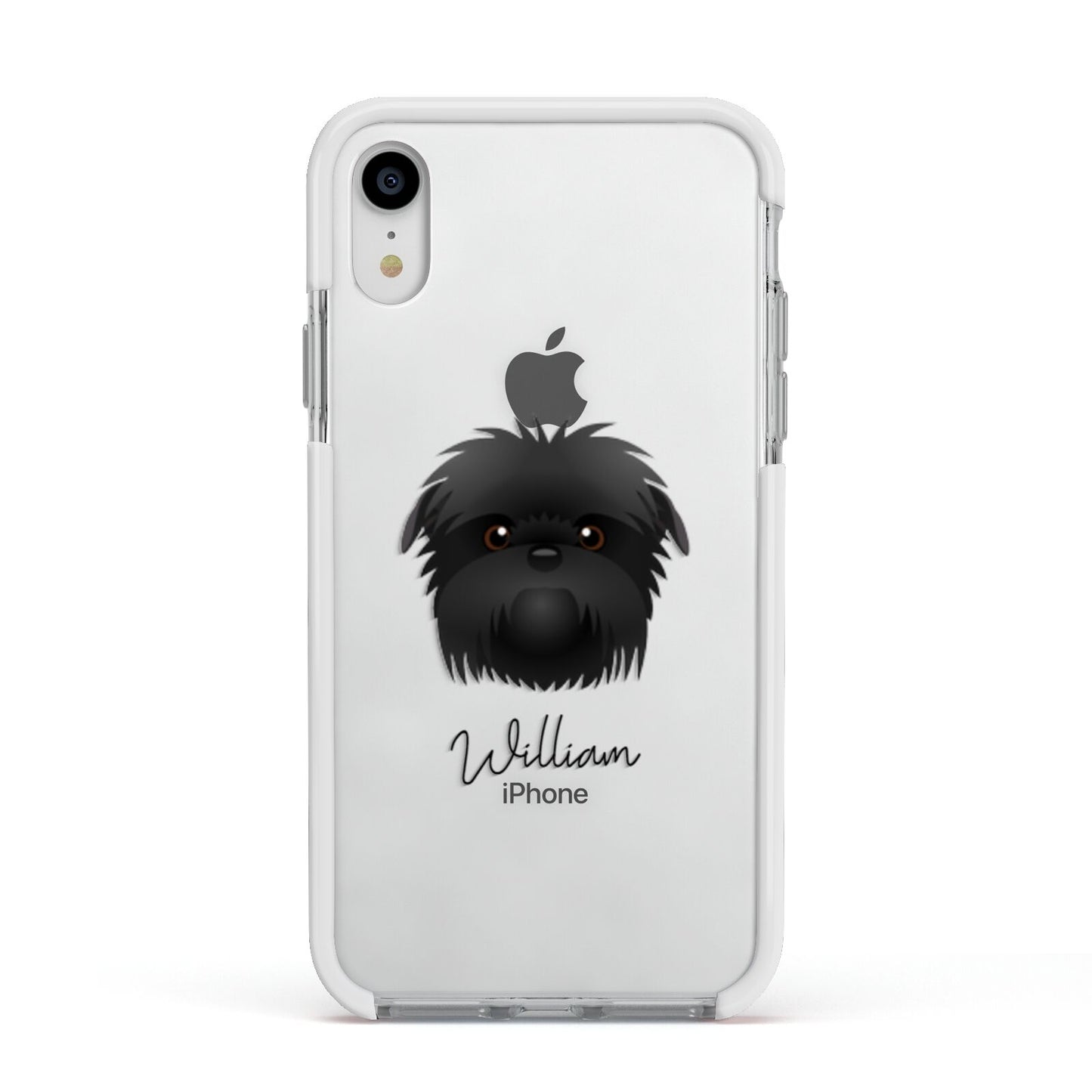 Affenpinscher Personalised Apple iPhone XR Impact Case White Edge on Silver Phone
