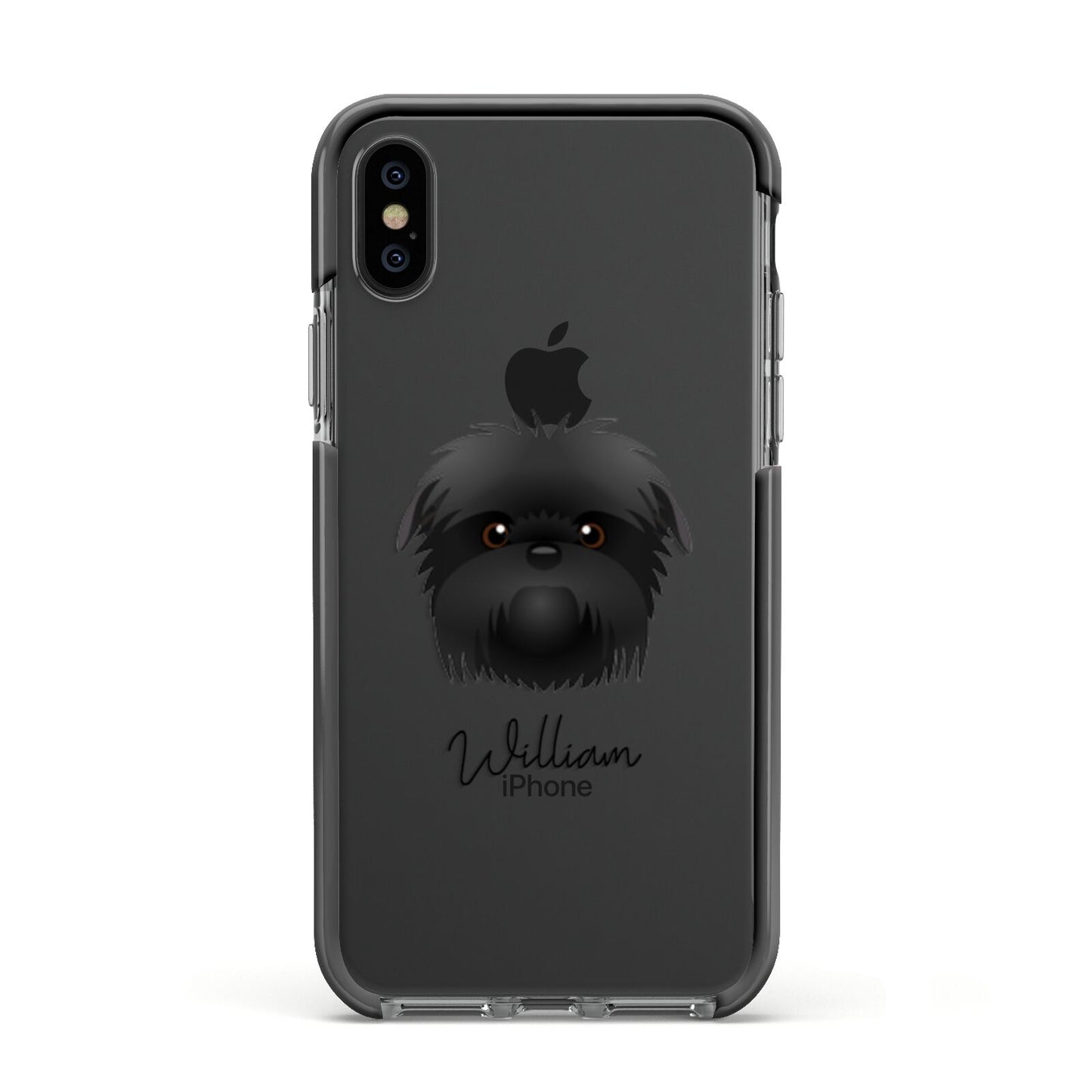 Affenpinscher Personalised Apple iPhone Xs Impact Case Black Edge on Black Phone