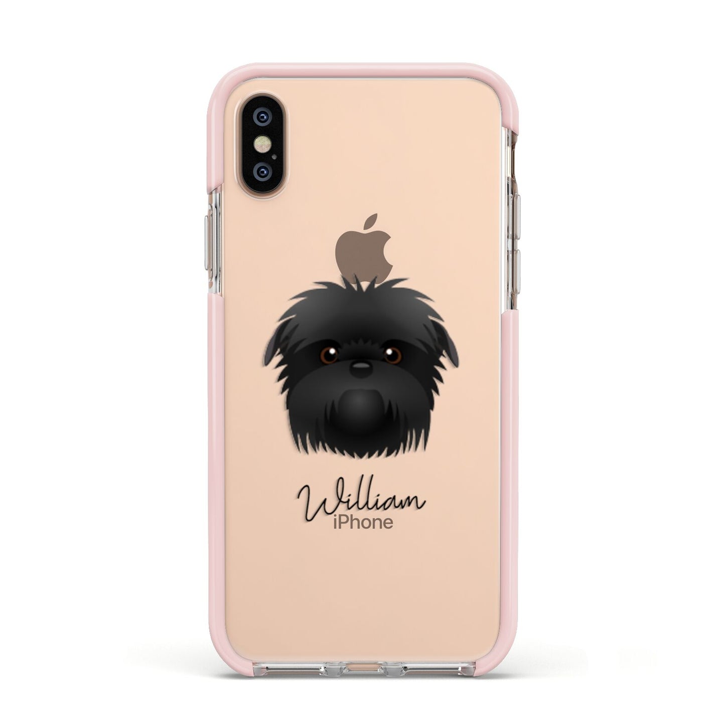 Affenpinscher Personalised Apple iPhone Xs Impact Case Pink Edge on Gold Phone