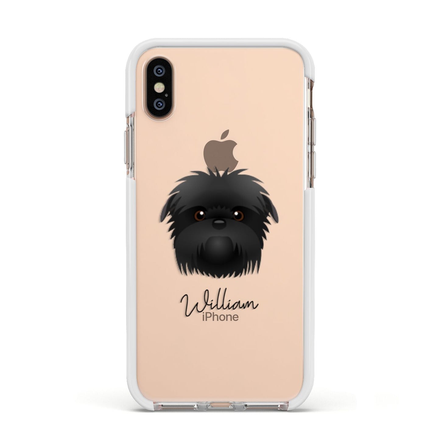 Affenpinscher Personalised Apple iPhone Xs Impact Case White Edge on Gold Phone