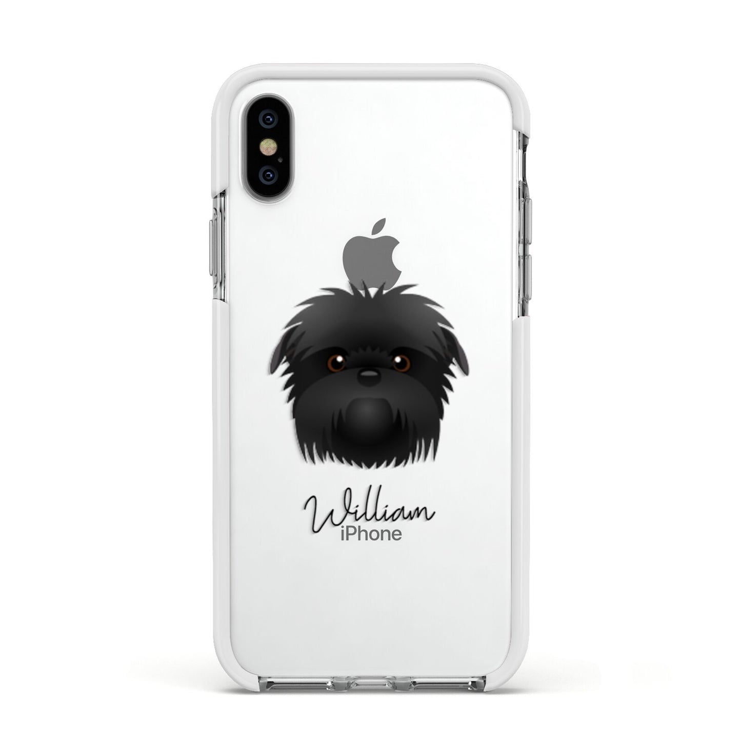 Affenpinscher Personalised Apple iPhone Xs Impact Case White Edge on Silver Phone