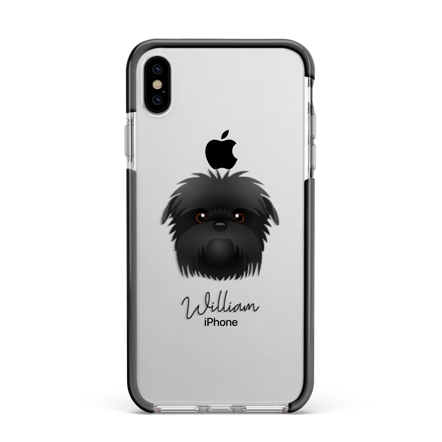 Affenpinscher Personalised Apple iPhone Xs Max Impact Case Black Edge on Silver Phone