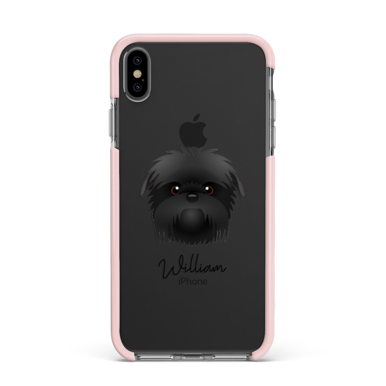 Affenpinscher Personalised Apple iPhone Xs Max Impact Case Pink Edge on Black Phone