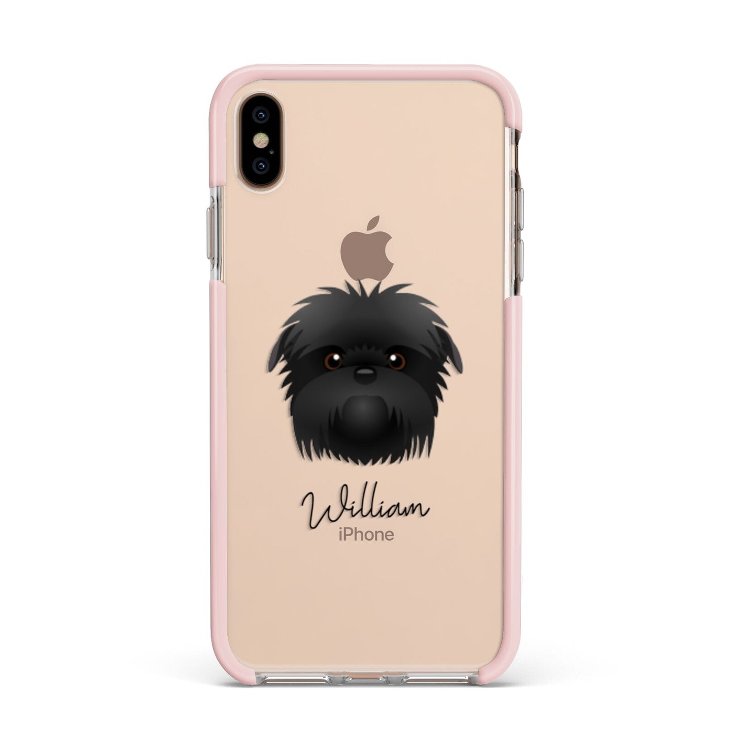 Affenpinscher Personalised Apple iPhone Xs Max Impact Case Pink Edge on Gold Phone