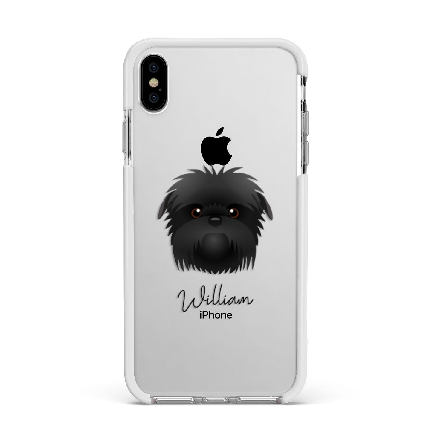 Affenpinscher Personalised Apple iPhone Xs Max Impact Case White Edge on Silver Phone