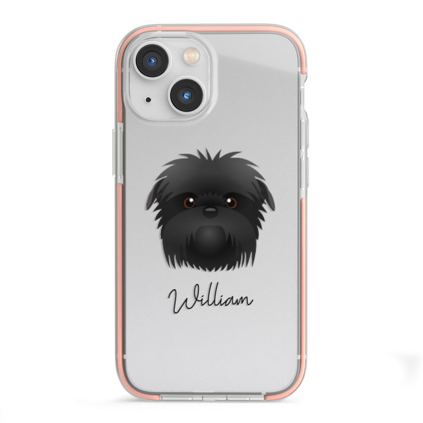 Affenpinscher Personalised iPhone 13 Mini TPU Impact Case with Pink Edges